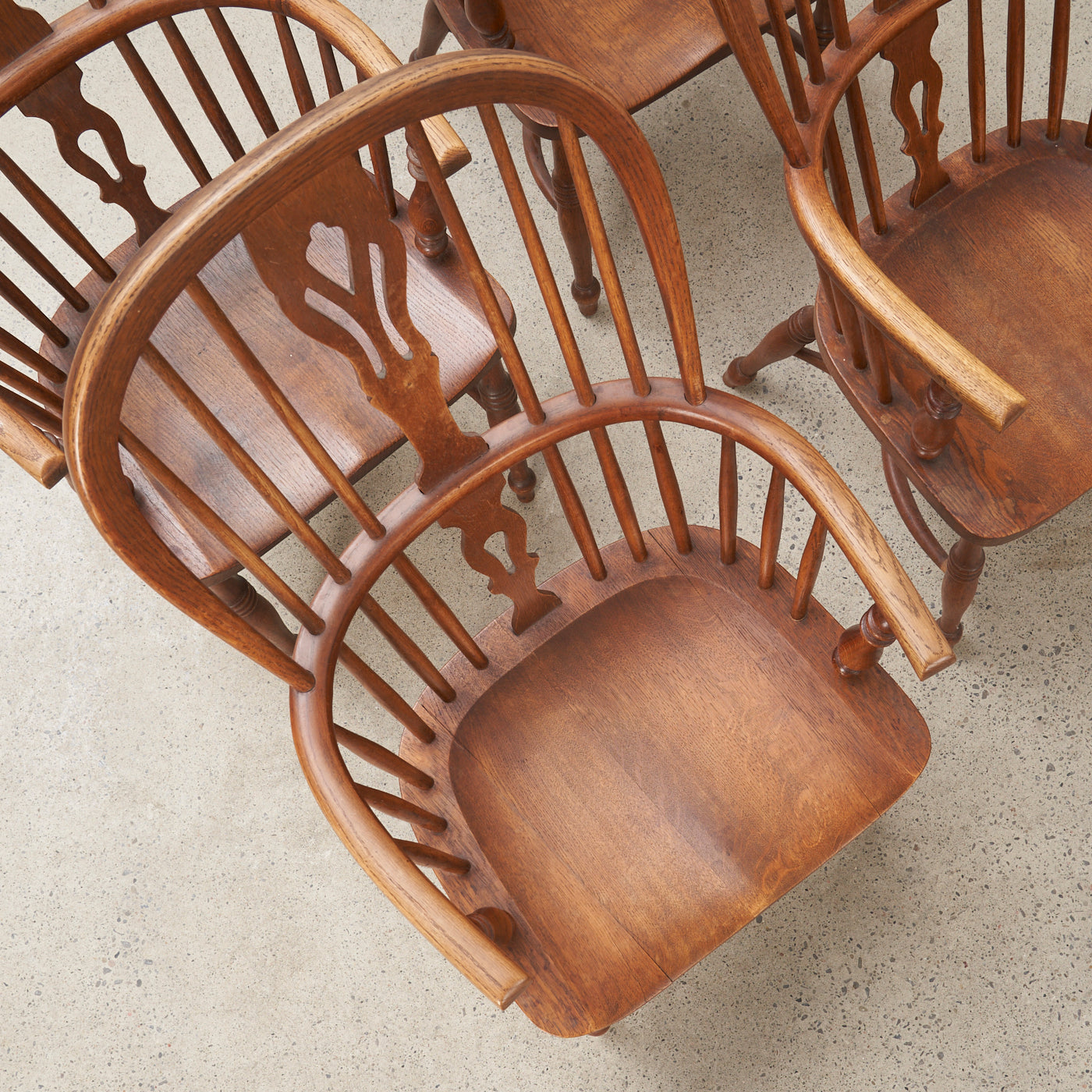 Set of 4 Vintage Oak Windsor Style Dining Chairs