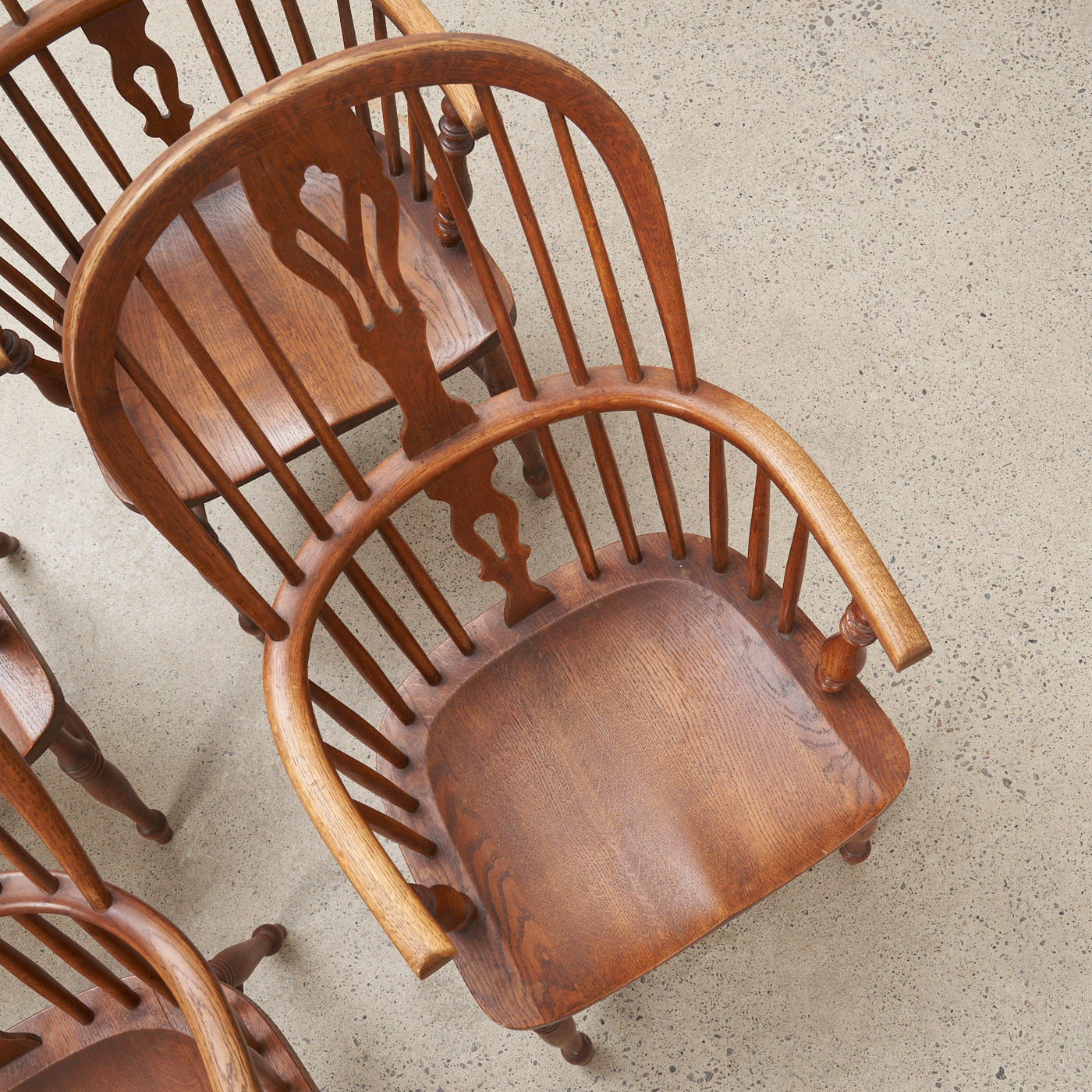 Set of 4 Vintage Oak Windsor Style Dining Chairs