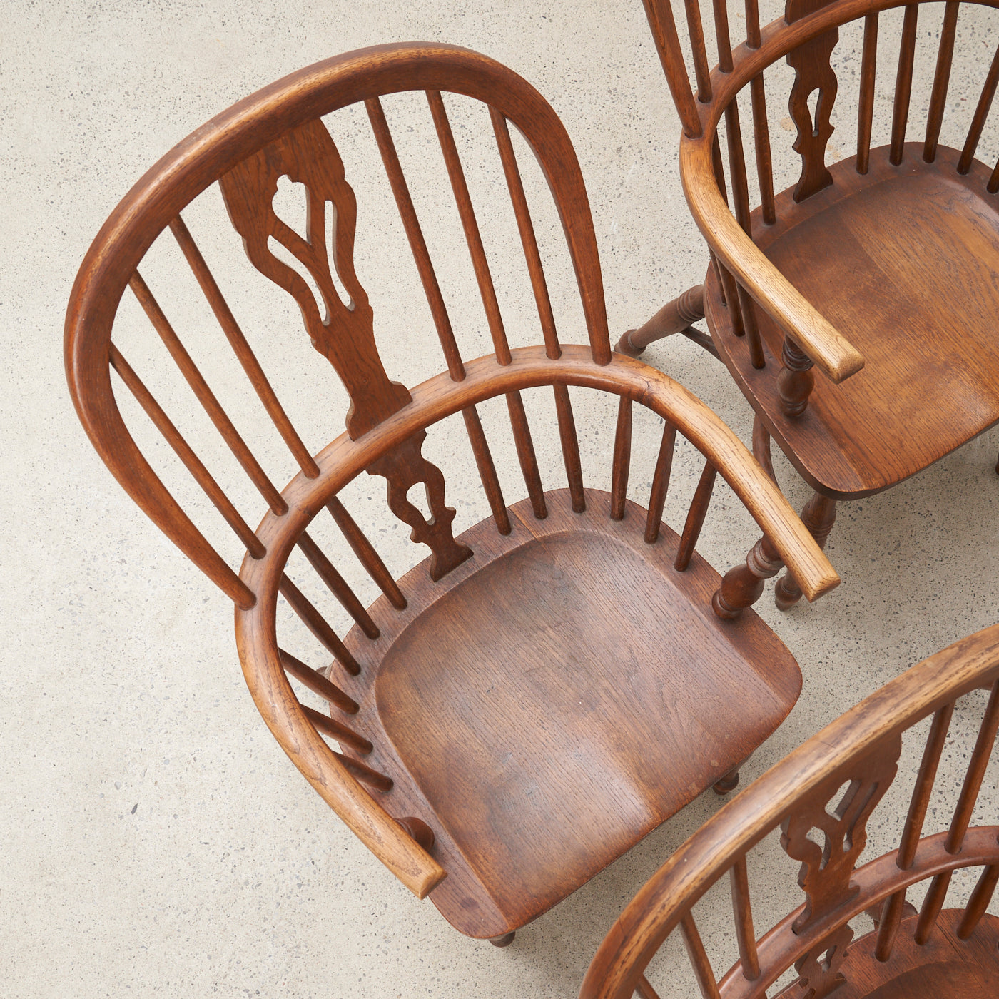 Set of 4 Vintage Oak Windsor Style Dining Chairs