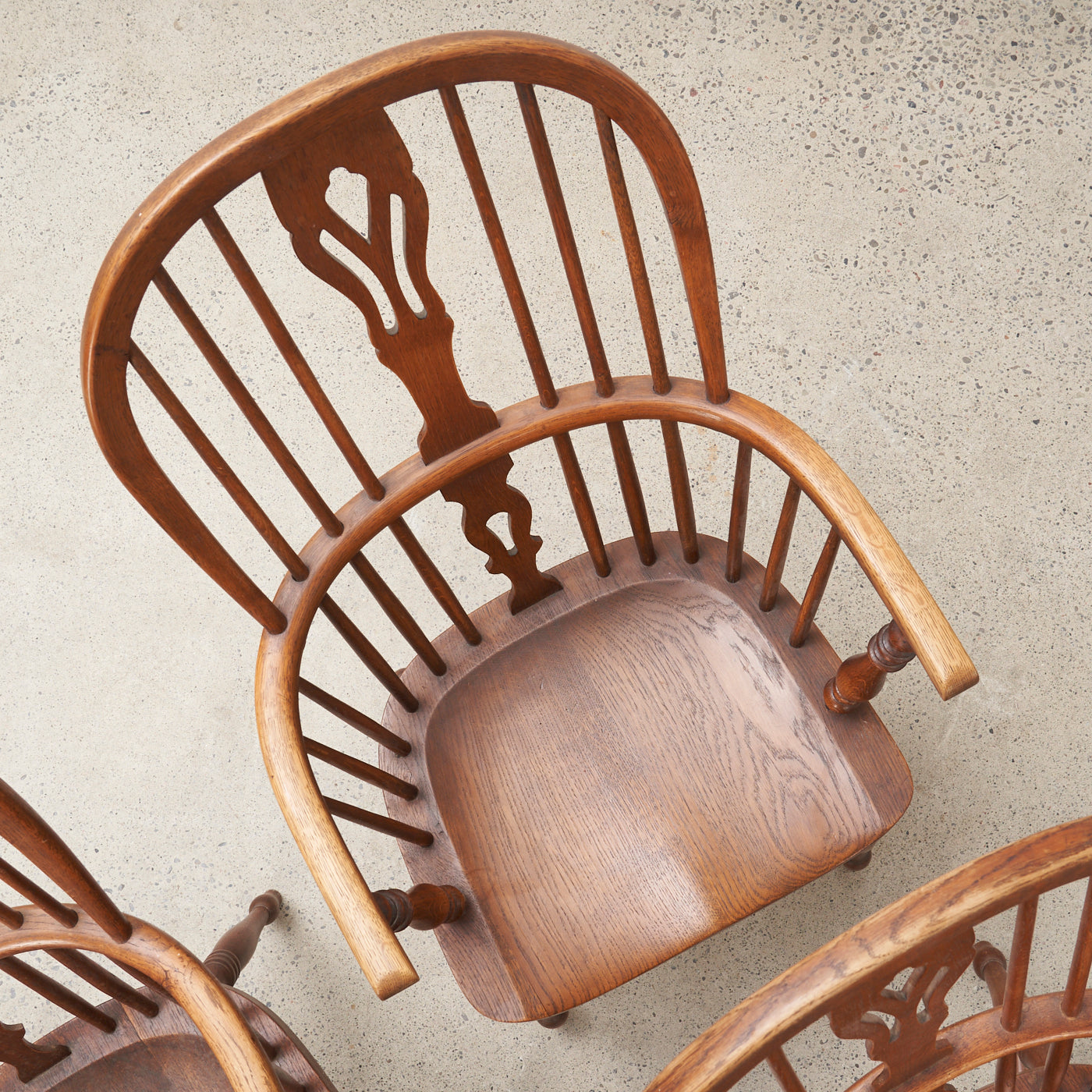 Set of 4 Vintage Oak Windsor Style Dining Chairs