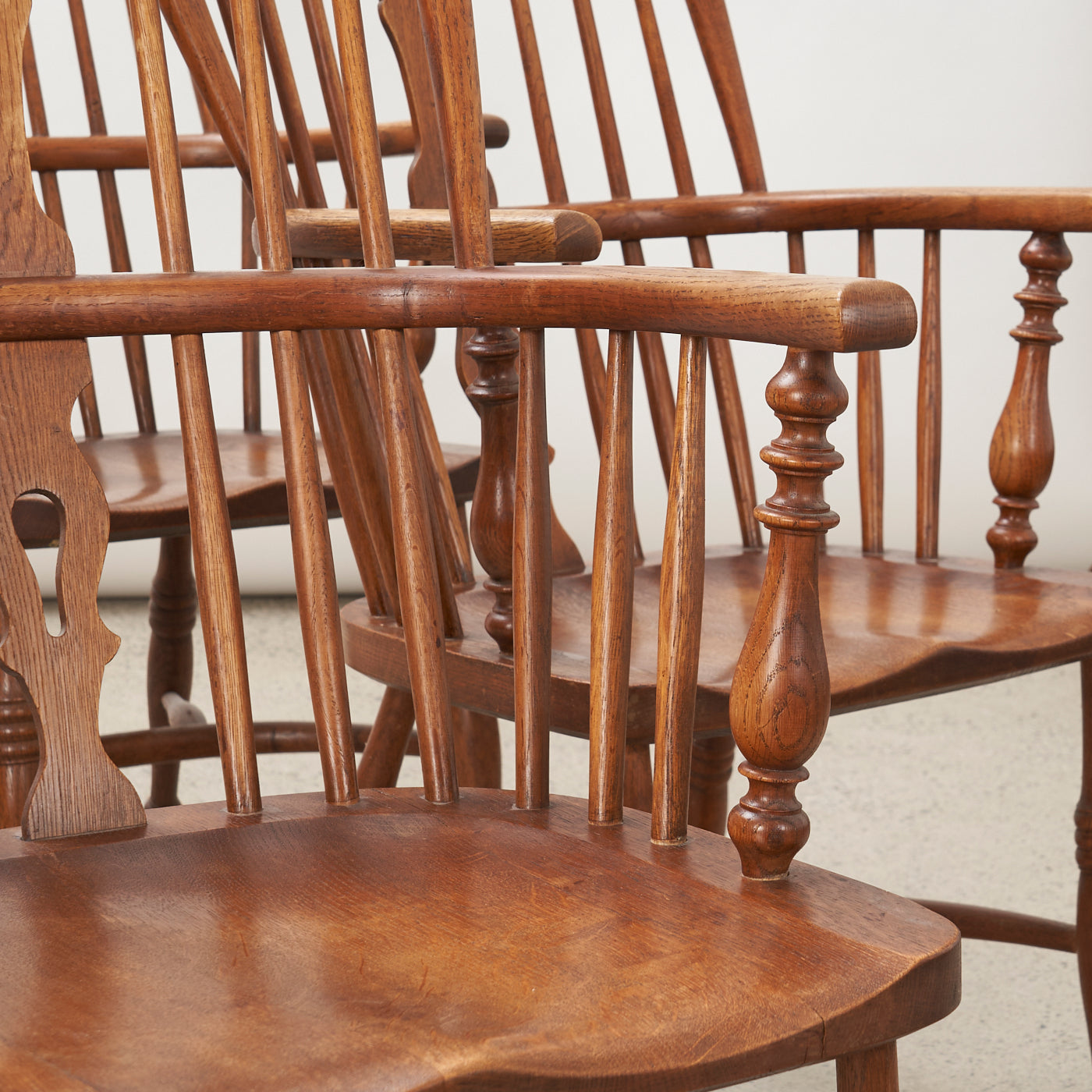 Set of 4 Vintage Oak Windsor Style Dining Chairs