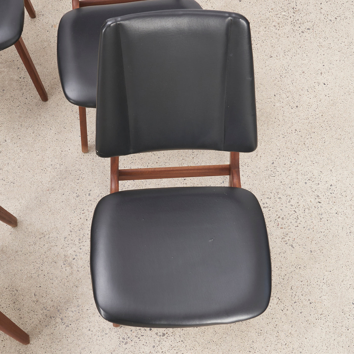 Set of 4 Teak & Vinyl Dining Chairs