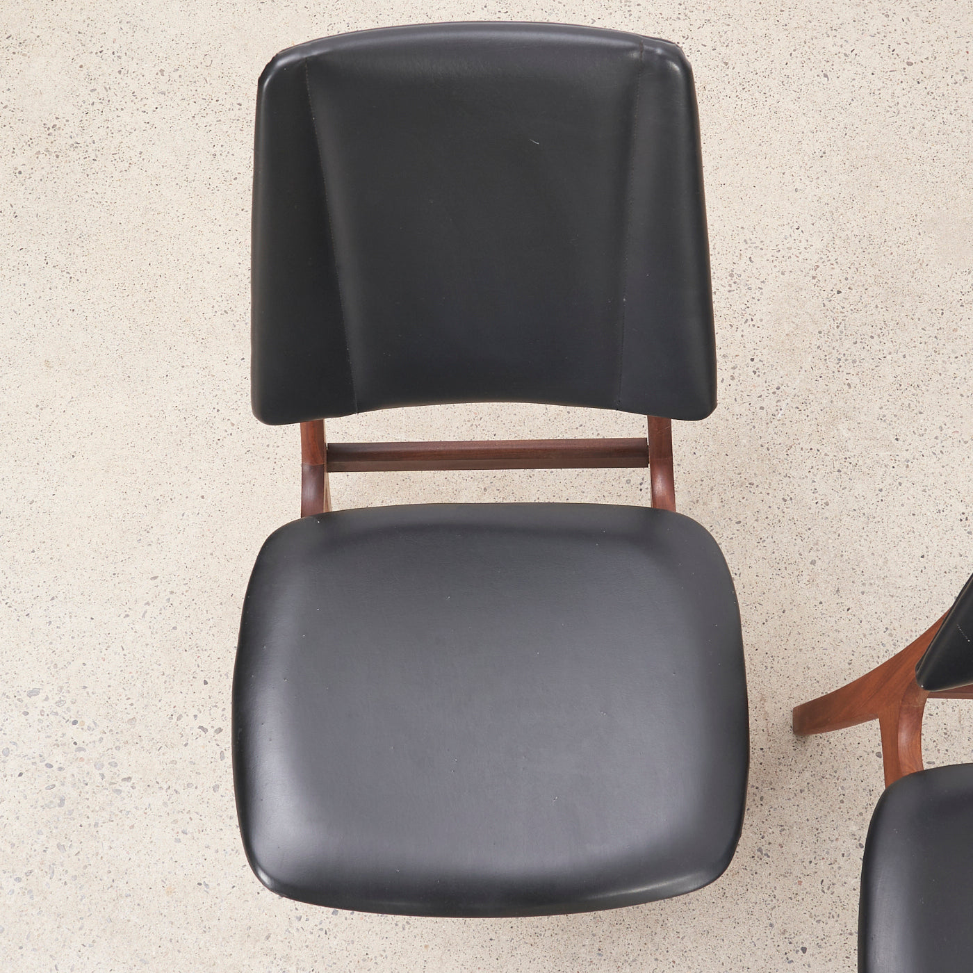Set of 4 Teak & Vinyl Dining Chairs