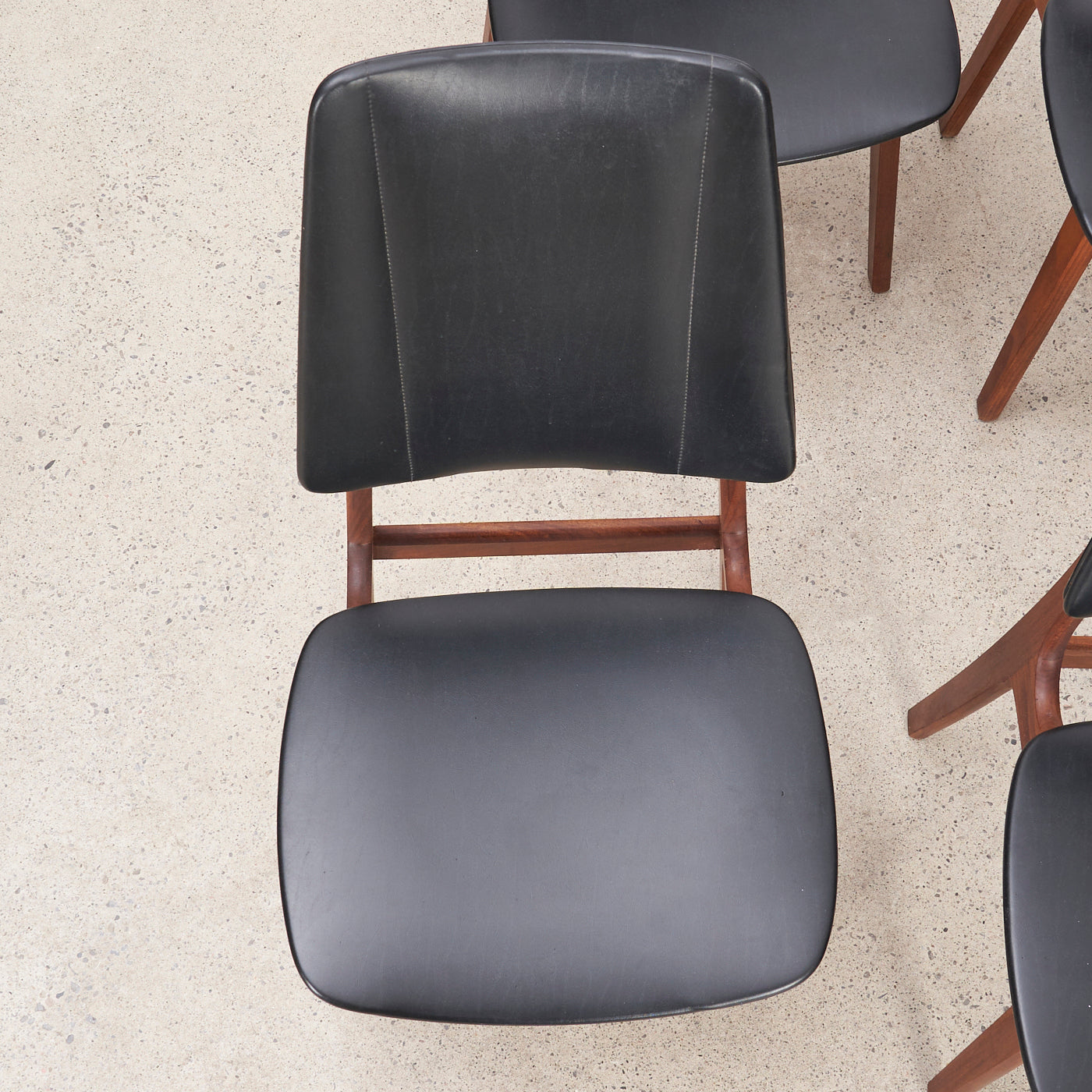 Set of 6 Teak & Vinyl Dining Chairs