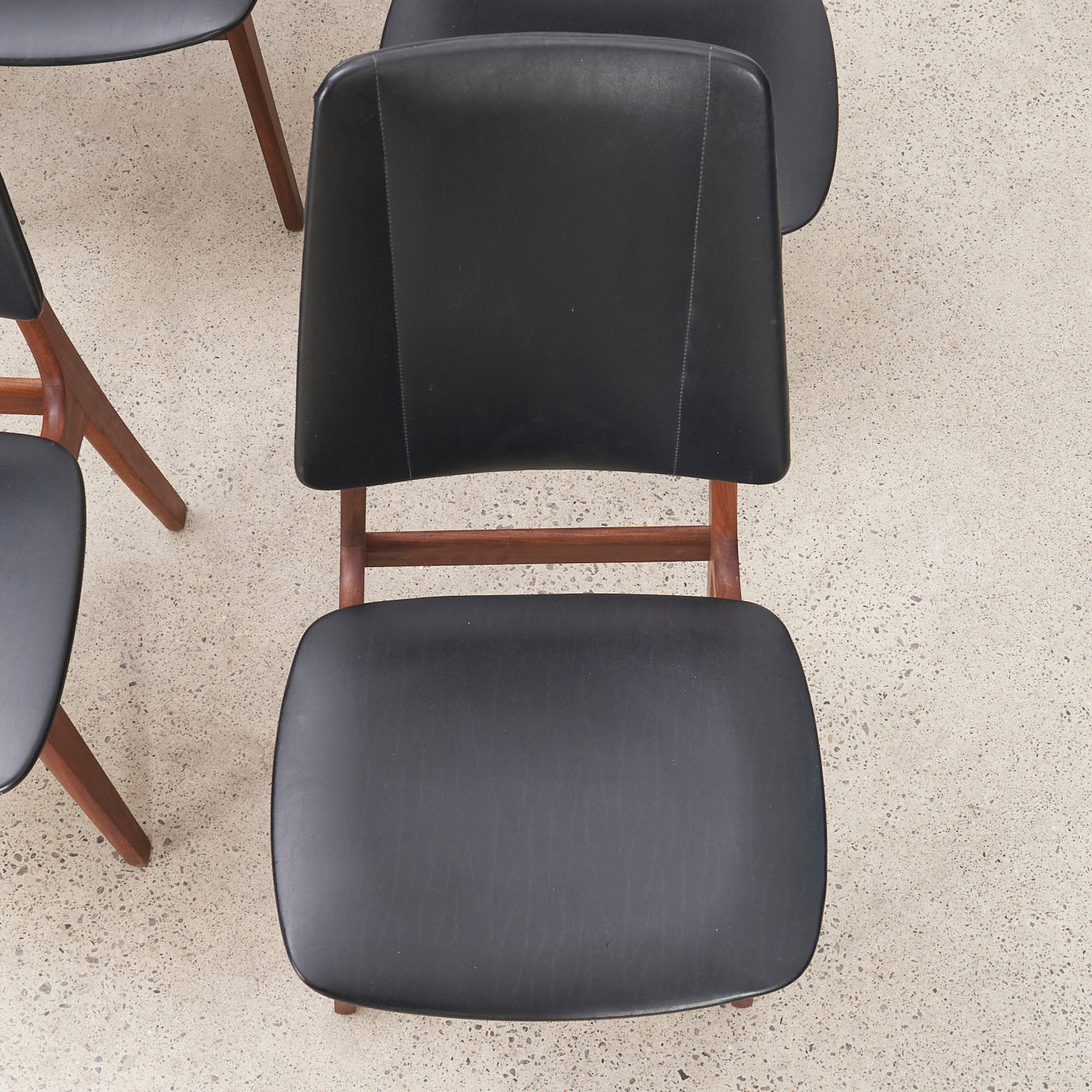 Set of 6 Teak & Vinyl Dining Chairs