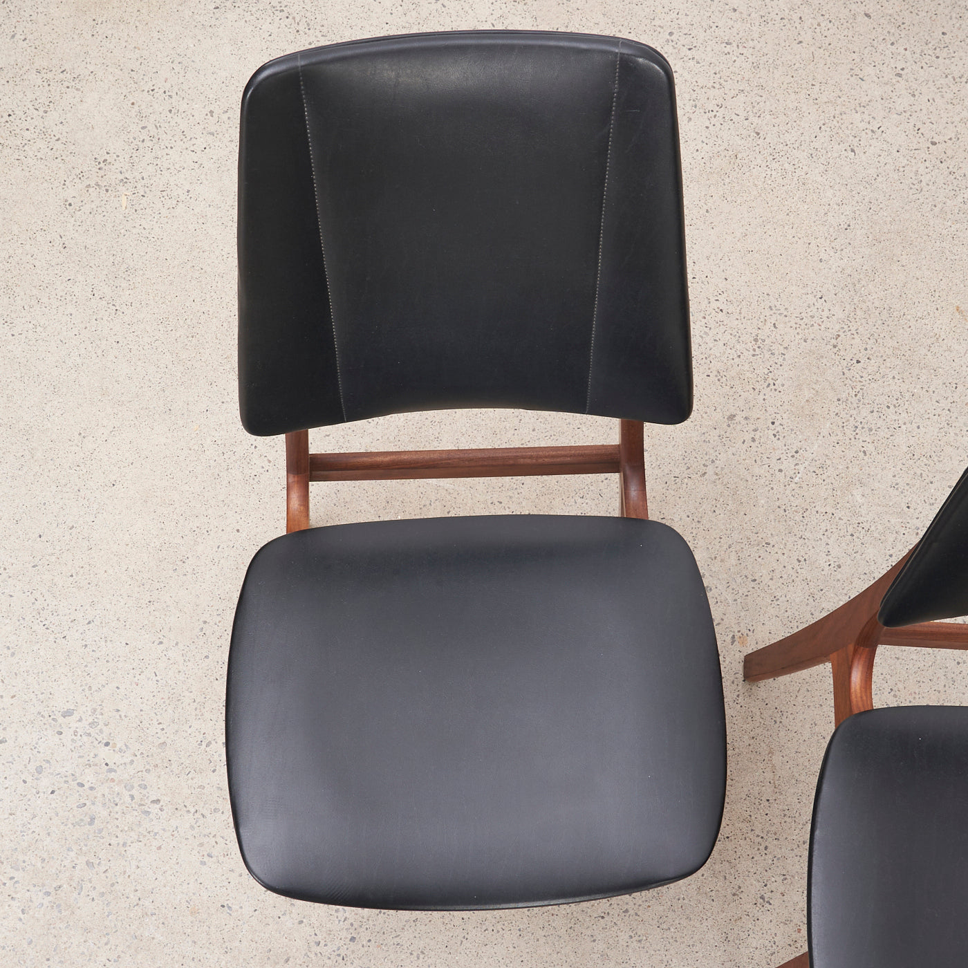 Set of 6 Teak & Vinyl Dining Chairs