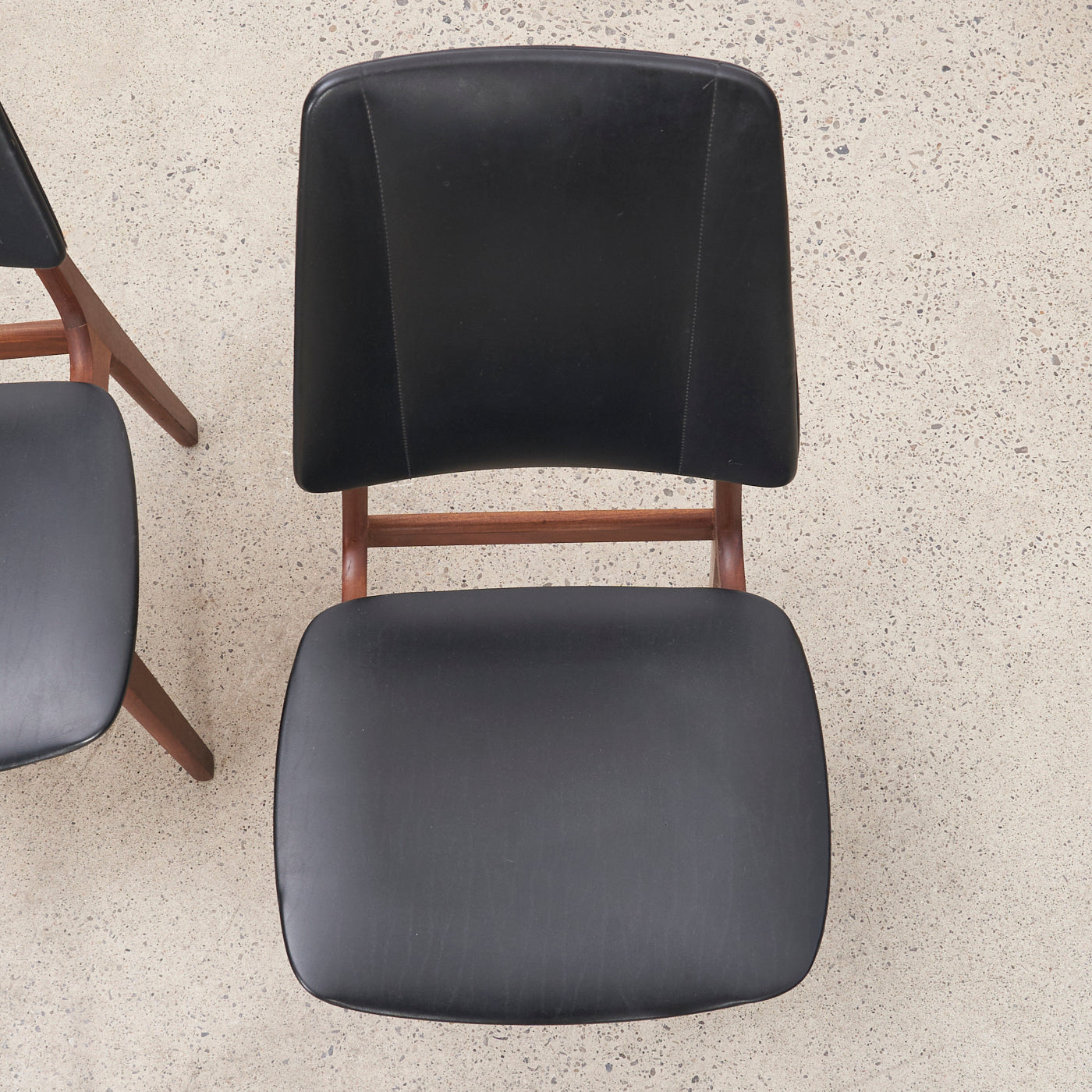 Set of 6 Teak & Vinyl Dining Chairs