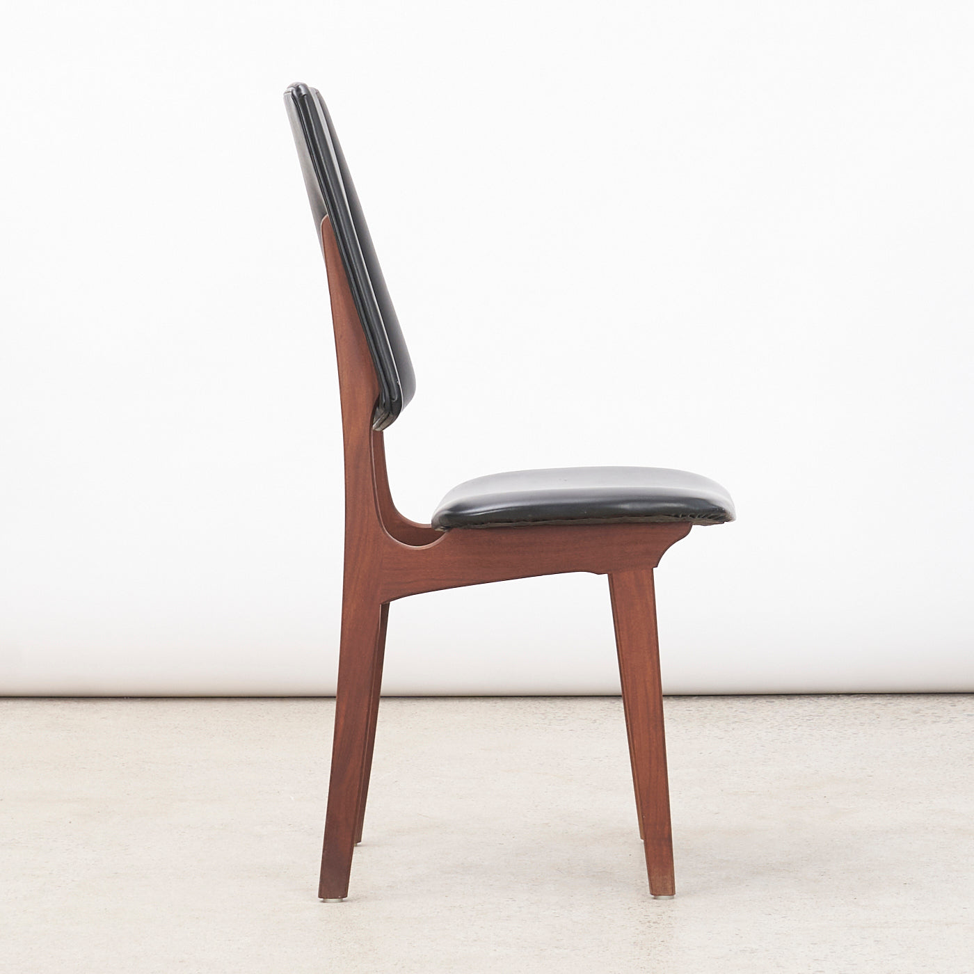 Set of 4 Teak & Vinyl Dining Chairs