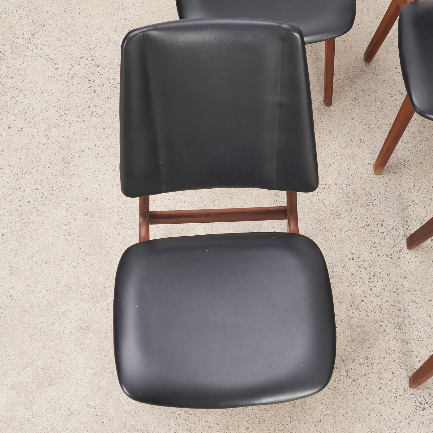 Set of 4 Teak & Vinyl Dining Chairs