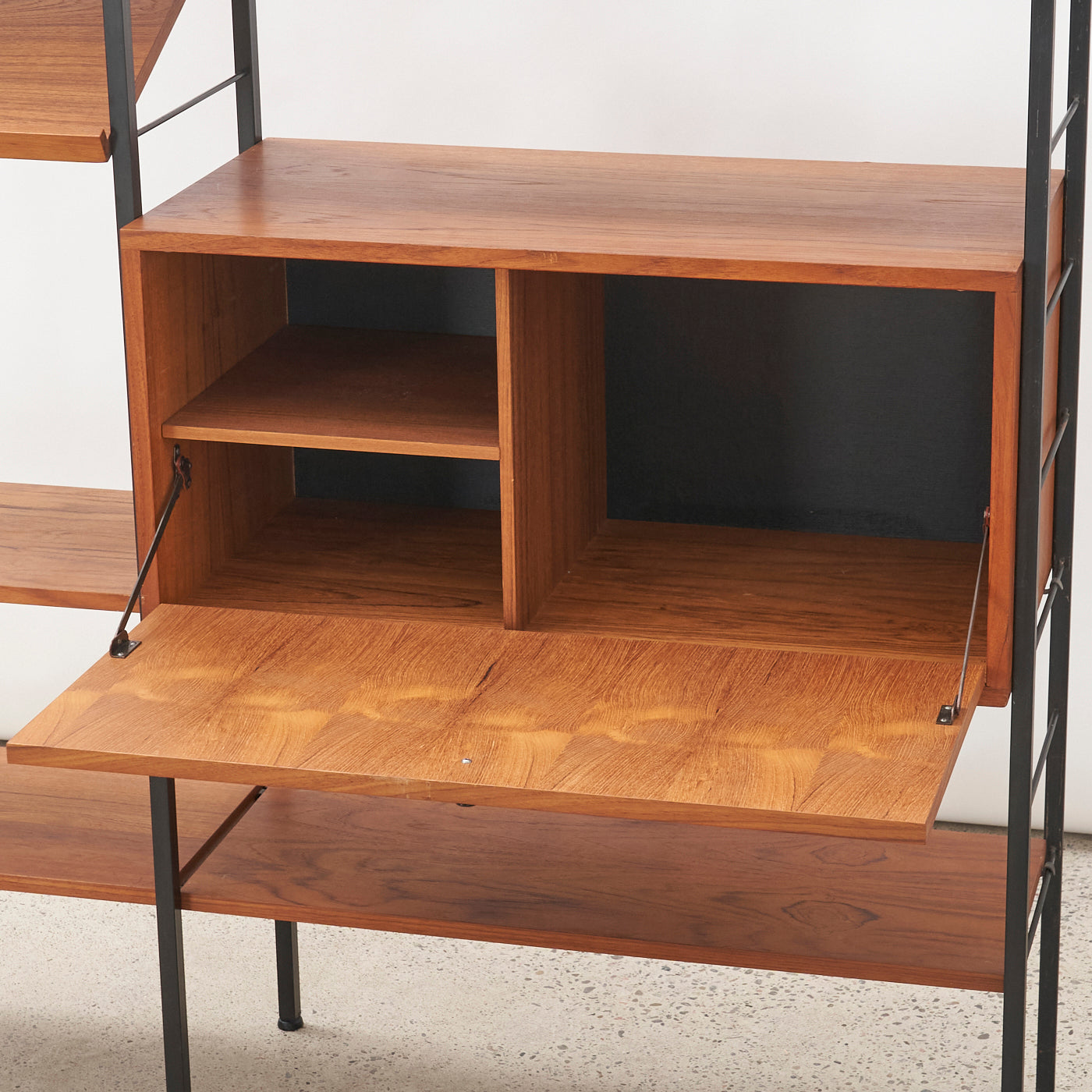 Modular Freestanding Teak Wall Unit w/ Drop-Down Cabinet