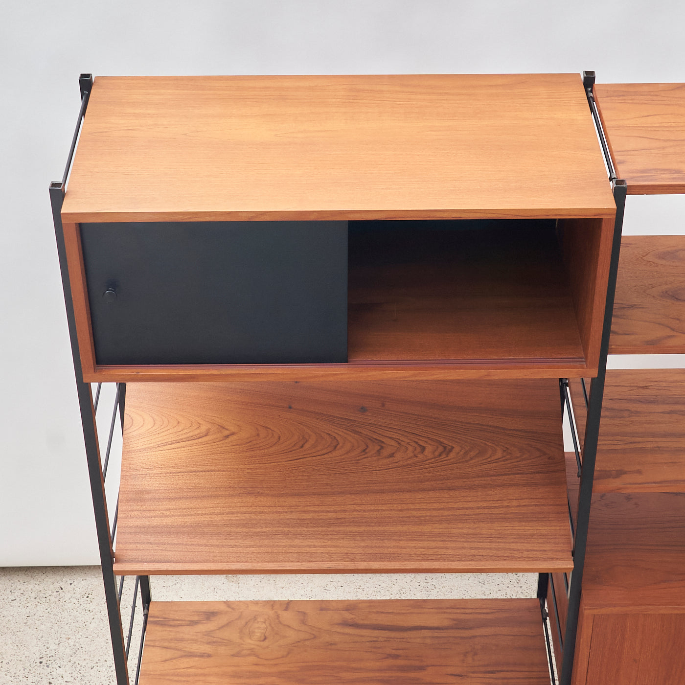 Modular Freestanding Teak Wall Unit w/ Drop-Down Cabinet