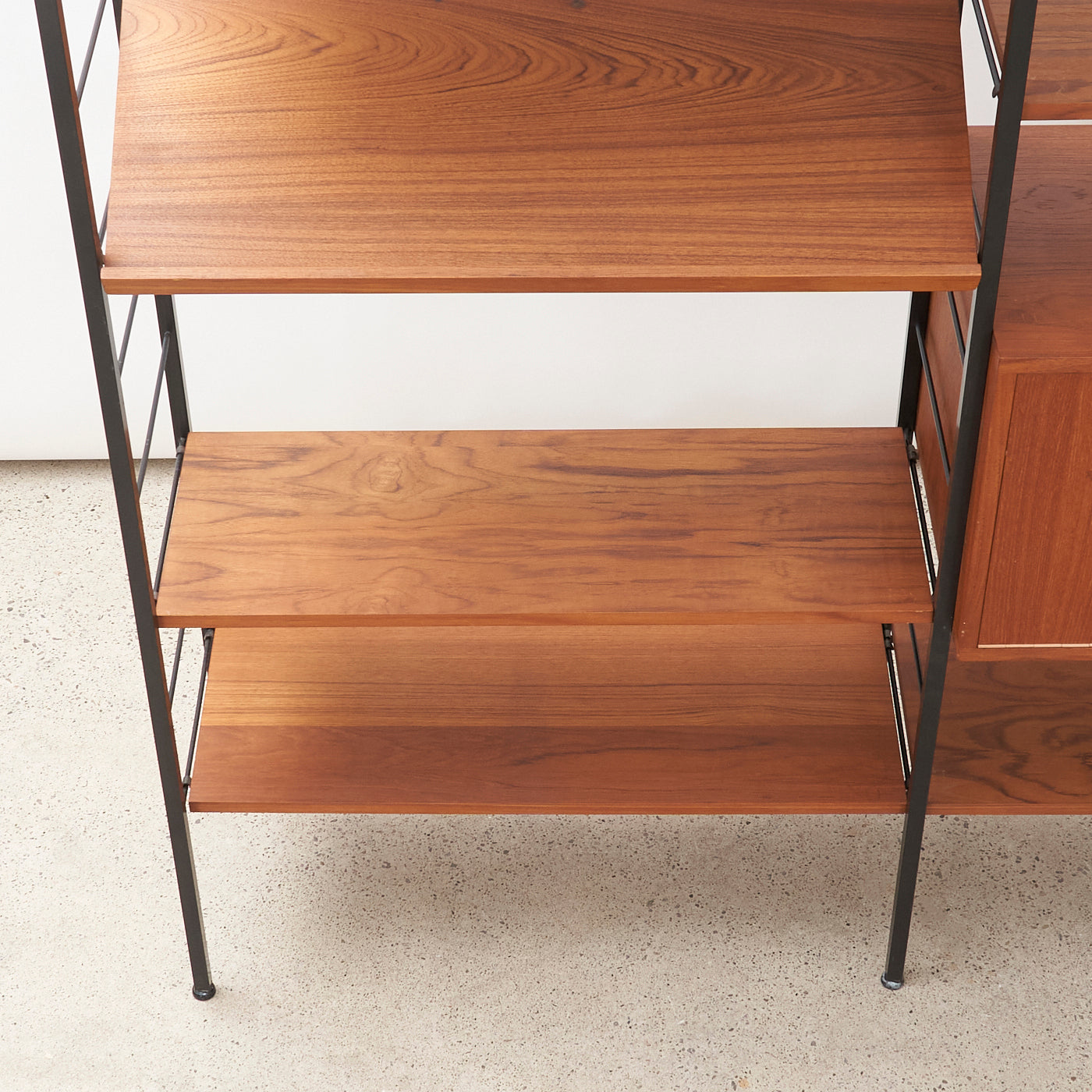 Modular Freestanding Teak Wall Unit w/ Drop-Down Cabinet