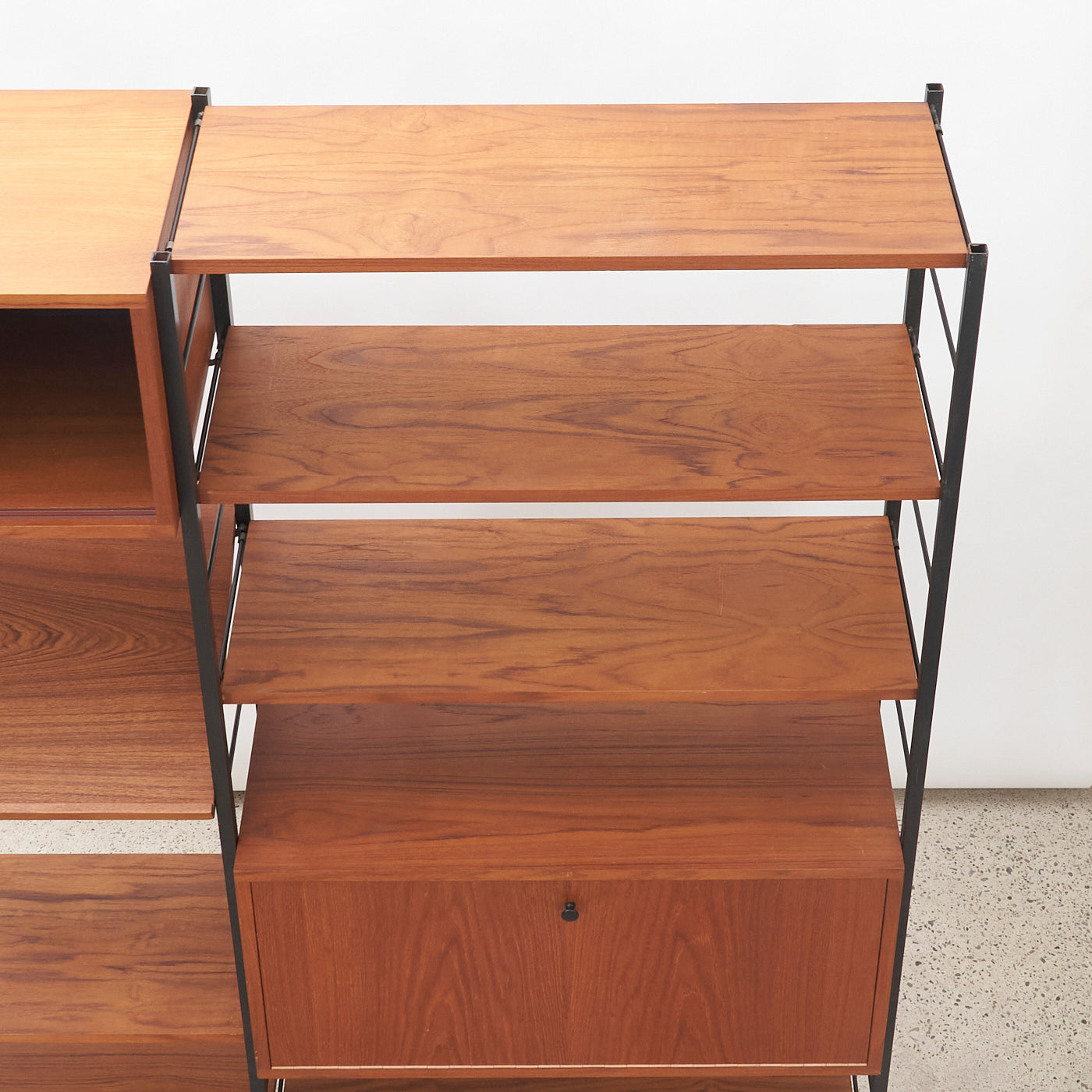 Modular Freestanding Teak Wall Unit w/ Drop-Down Cabinet