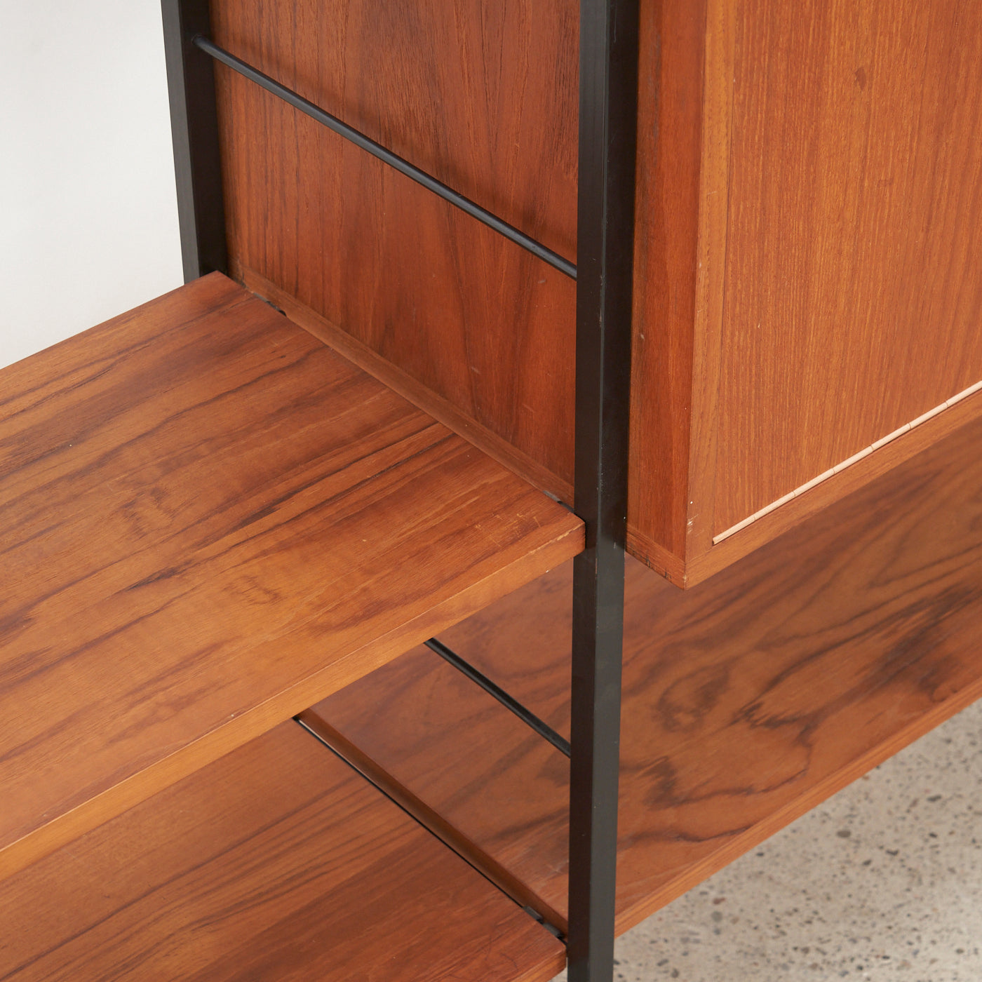 Modular Freestanding Teak Wall Unit w/ Drop-Down Cabinet