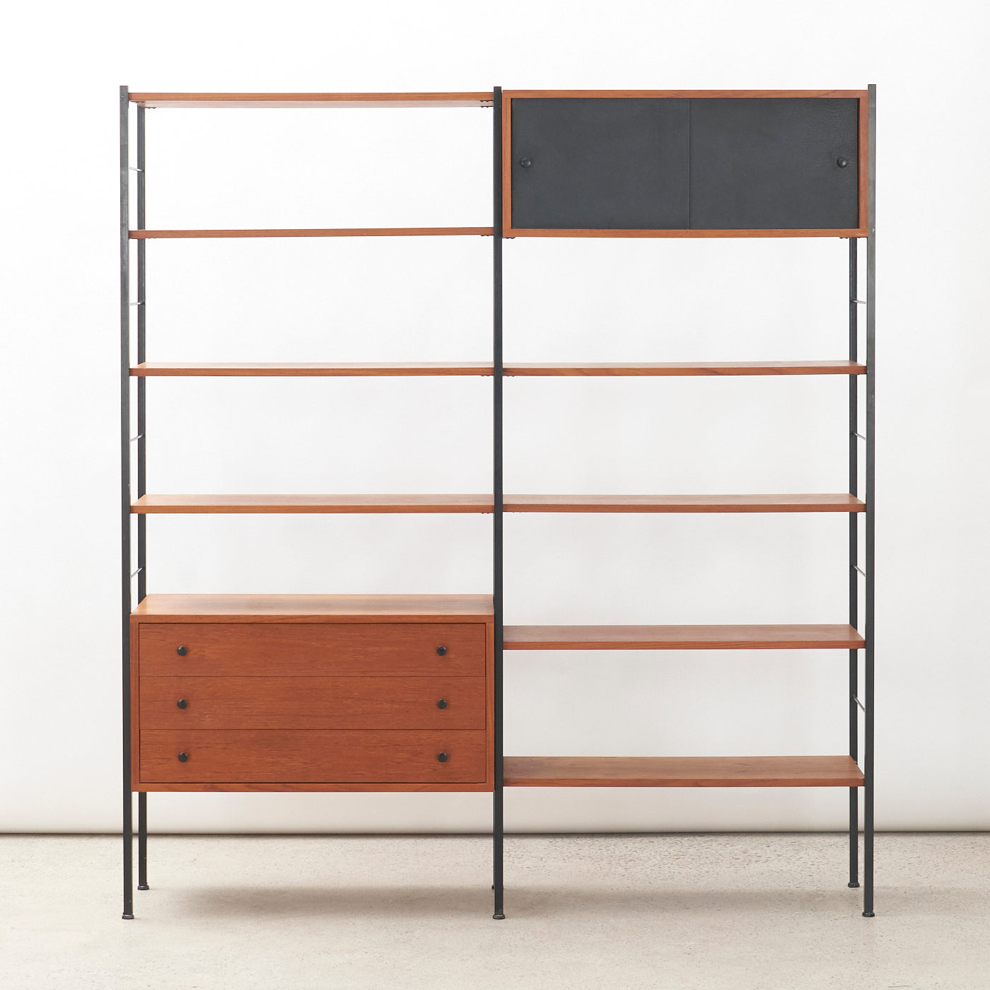 Modular Freestanding Teak Wall Unit w/ Drawers