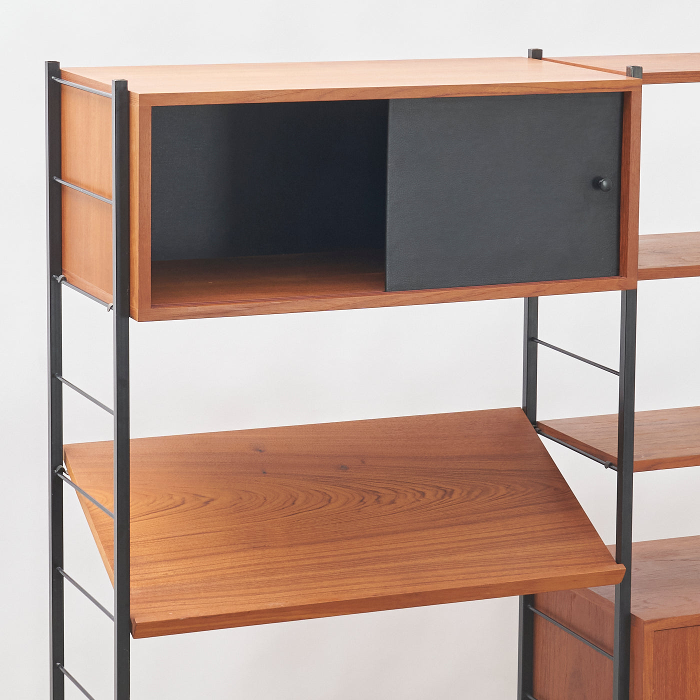 Modular Freestanding Teak Wall Unit w/ Drop-Down Cabinet