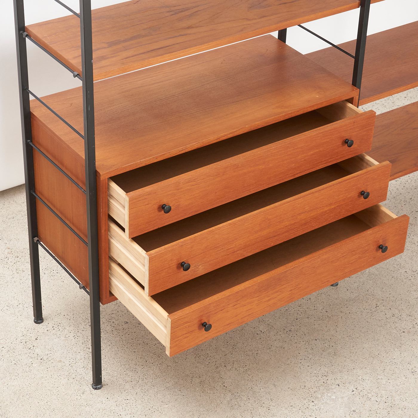 Modular Freestanding Teak Wall Unit w/ Drawers