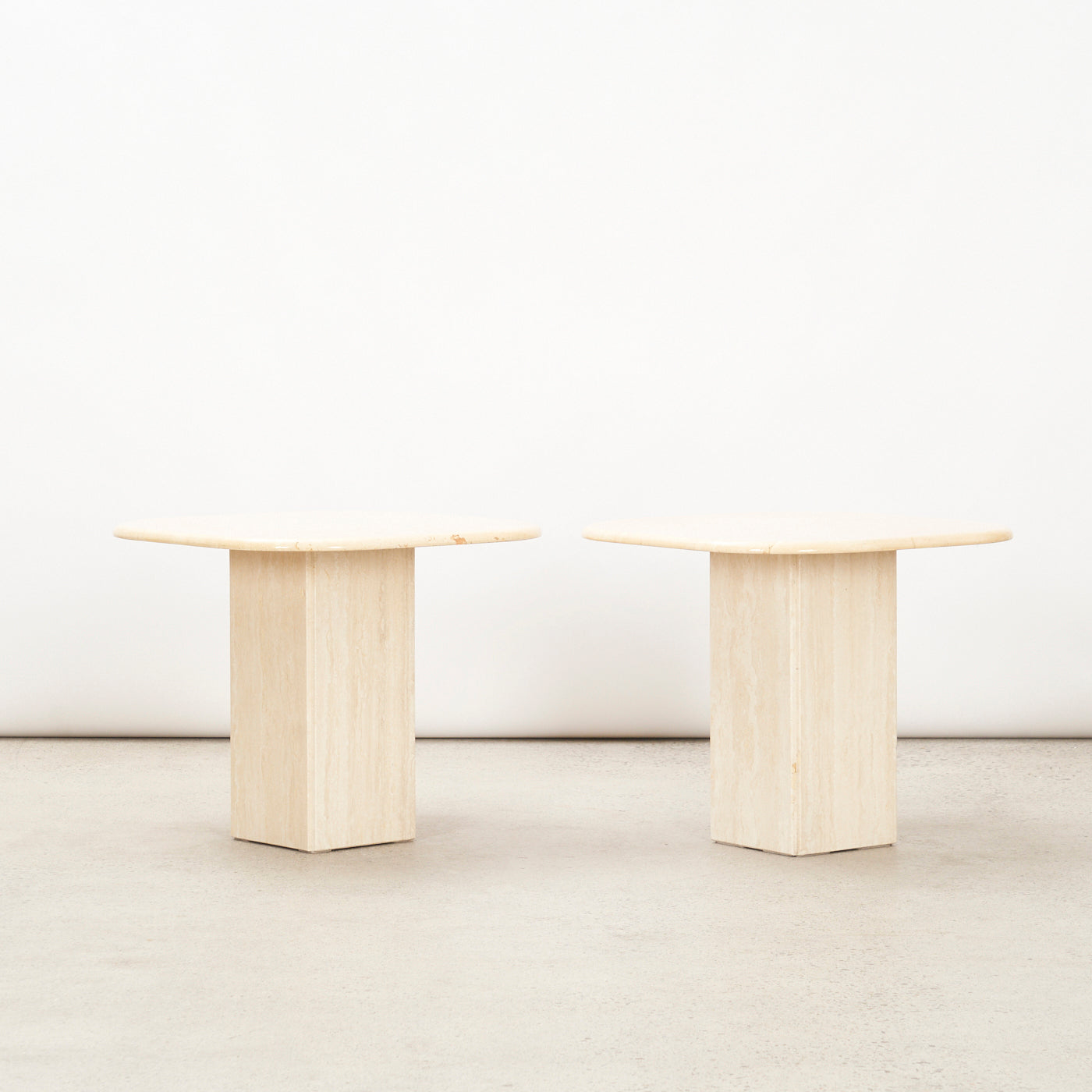 Pair of Travertine Side Tables