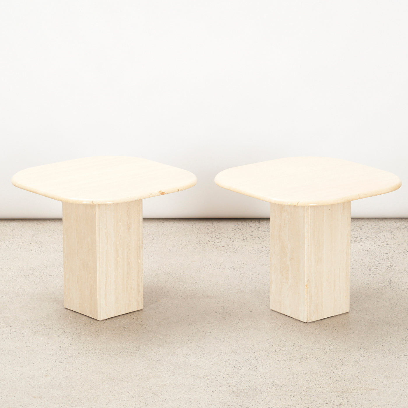 Pair of Travertine Side Tables