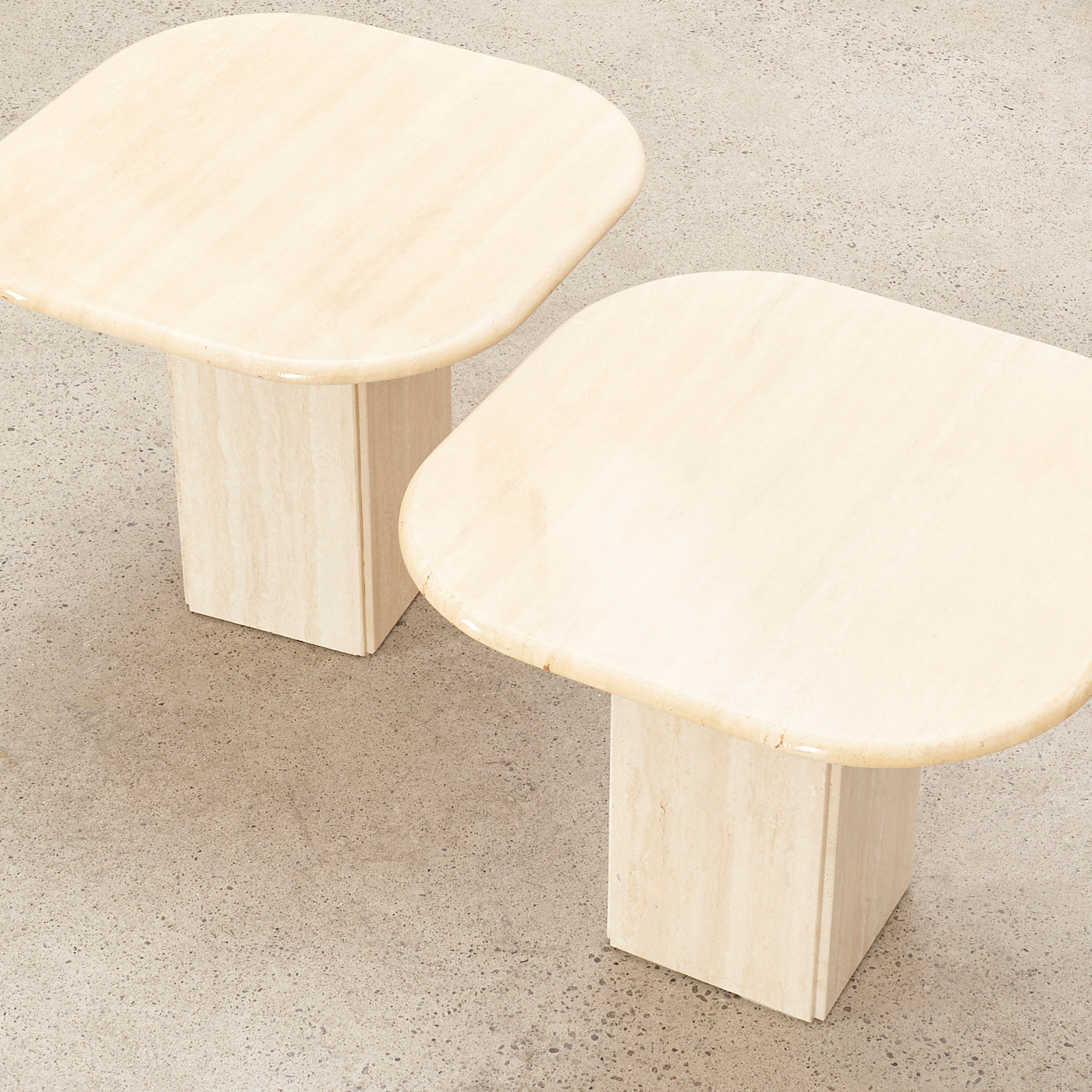 Pair of Travertine Side Tables