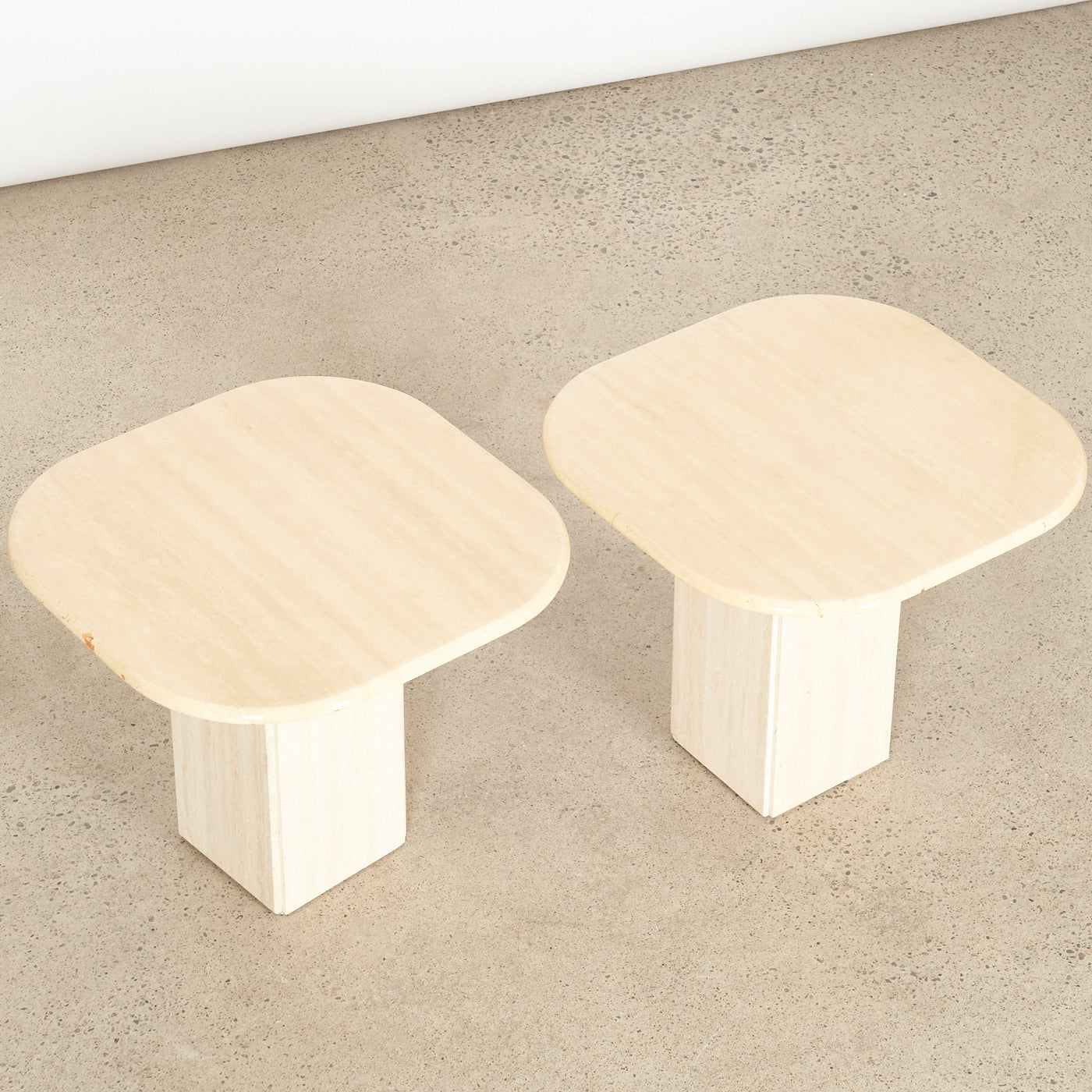 Pair of Travertine Side Tables