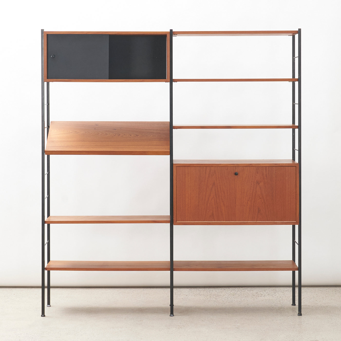 Modular Freestanding Teak Wall Unit w/ Drop-Down Cabinet