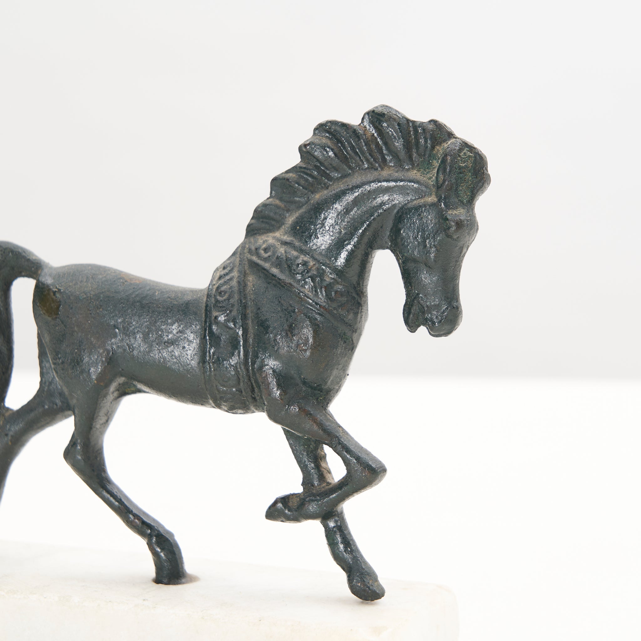 Cast Iron Horse Figurine w/ Marble Base