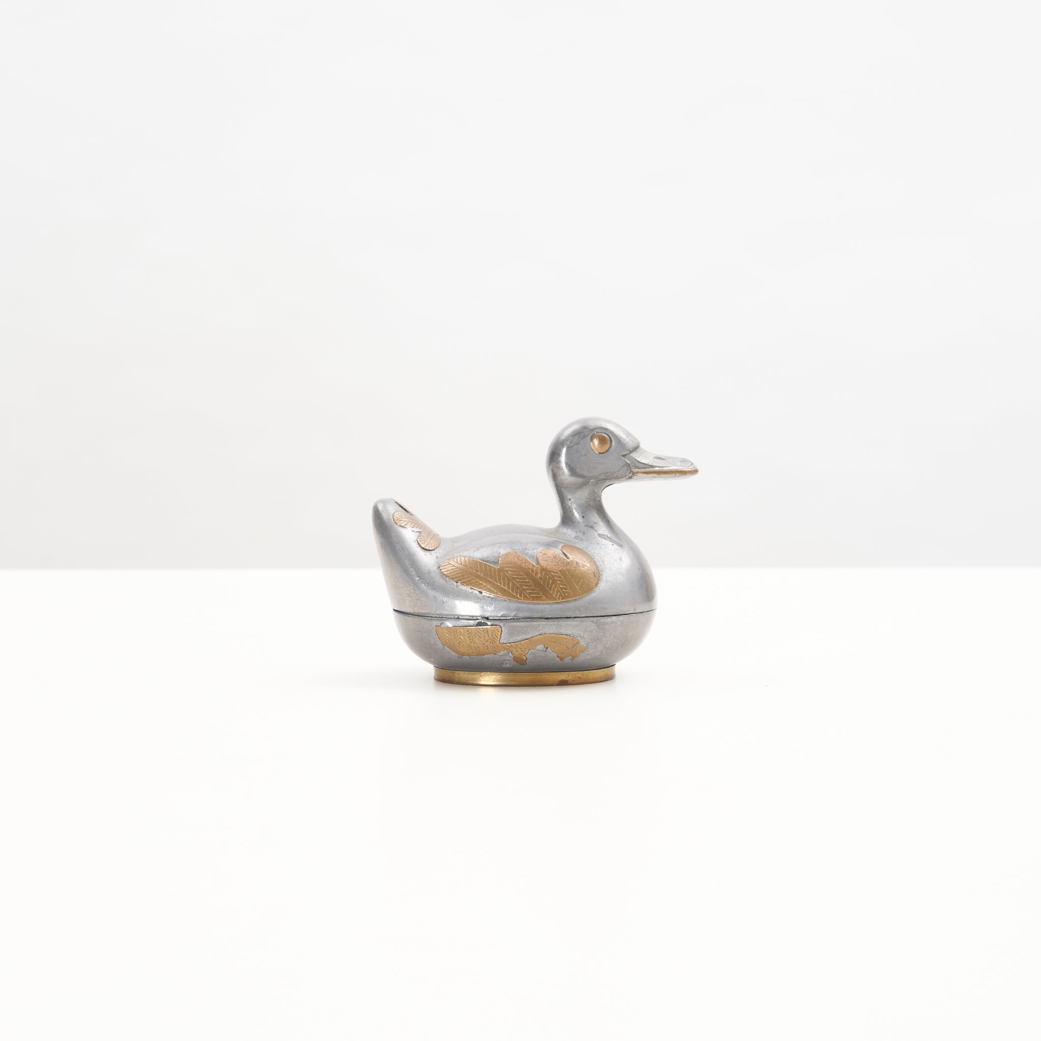 Set of 3 Pewter & Brass Duck Trinket Boxes