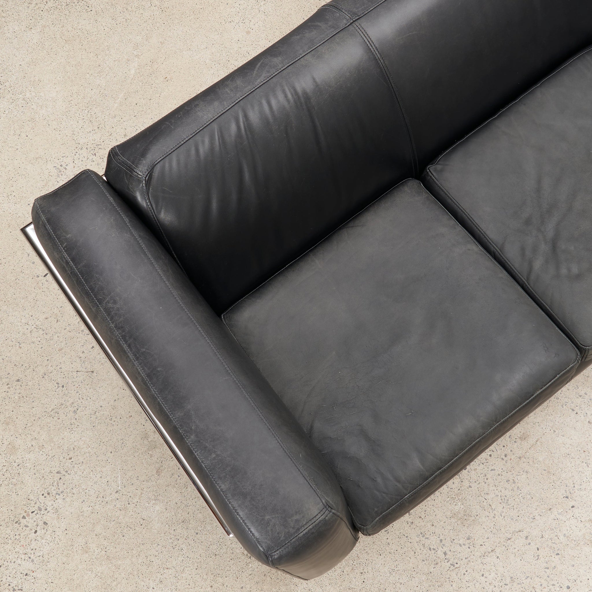 Black Leather 3 Seater Sofa by N. Eilersen