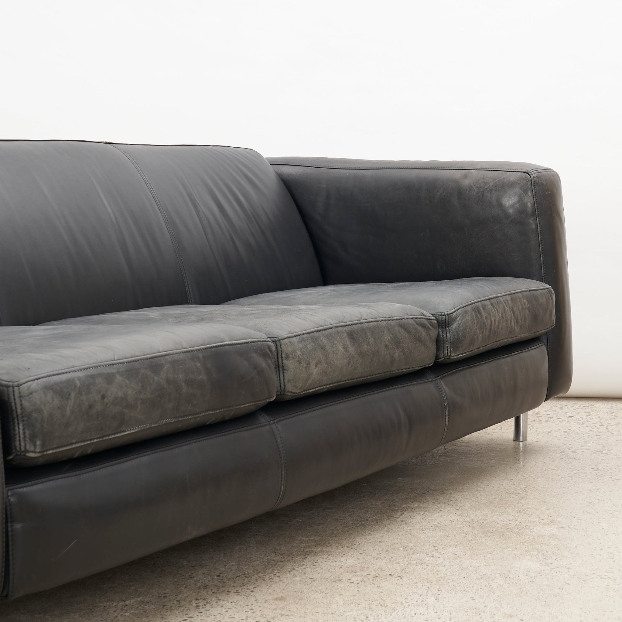 Black Leather 3 Seater Sofa by N. Eilersen