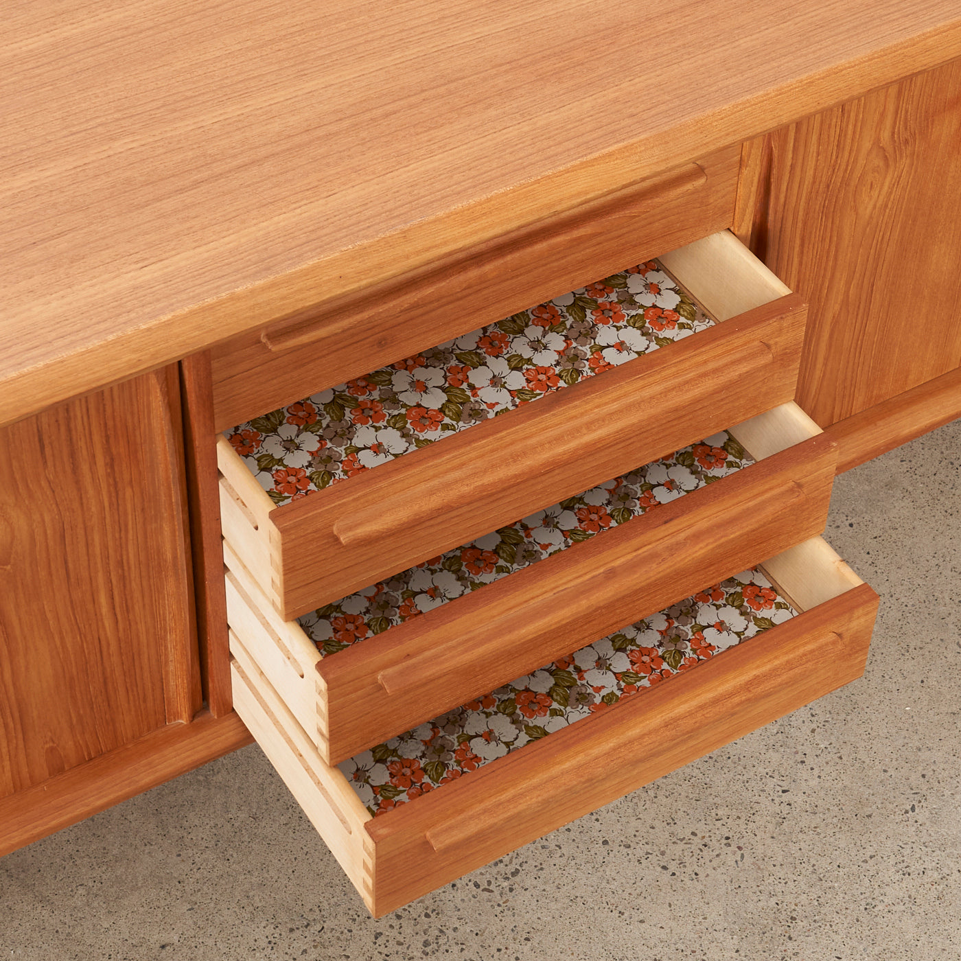 Teak Sideboard by w/ Tambour Doors by Bernhard Pedersen & Søn, Denmark