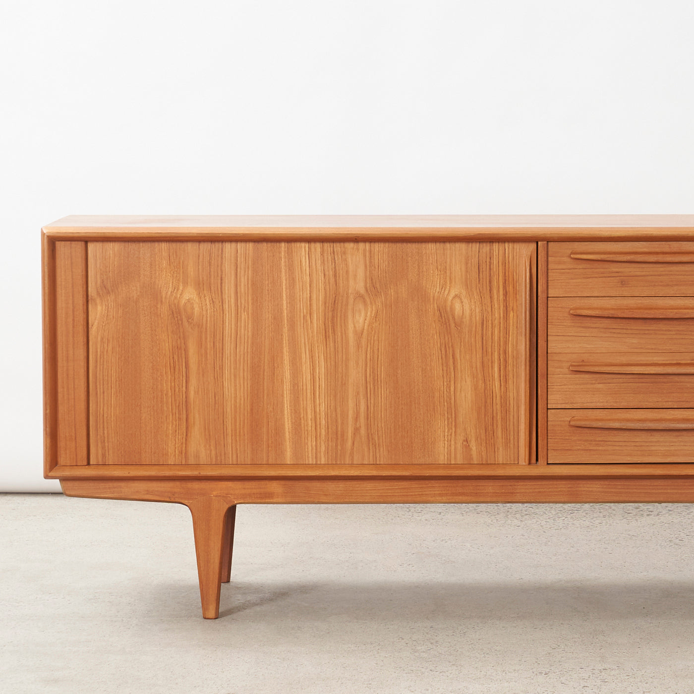 Teak Sideboard by w/ Tambour Doors by Bernhard Pedersen & Søn, Denmark