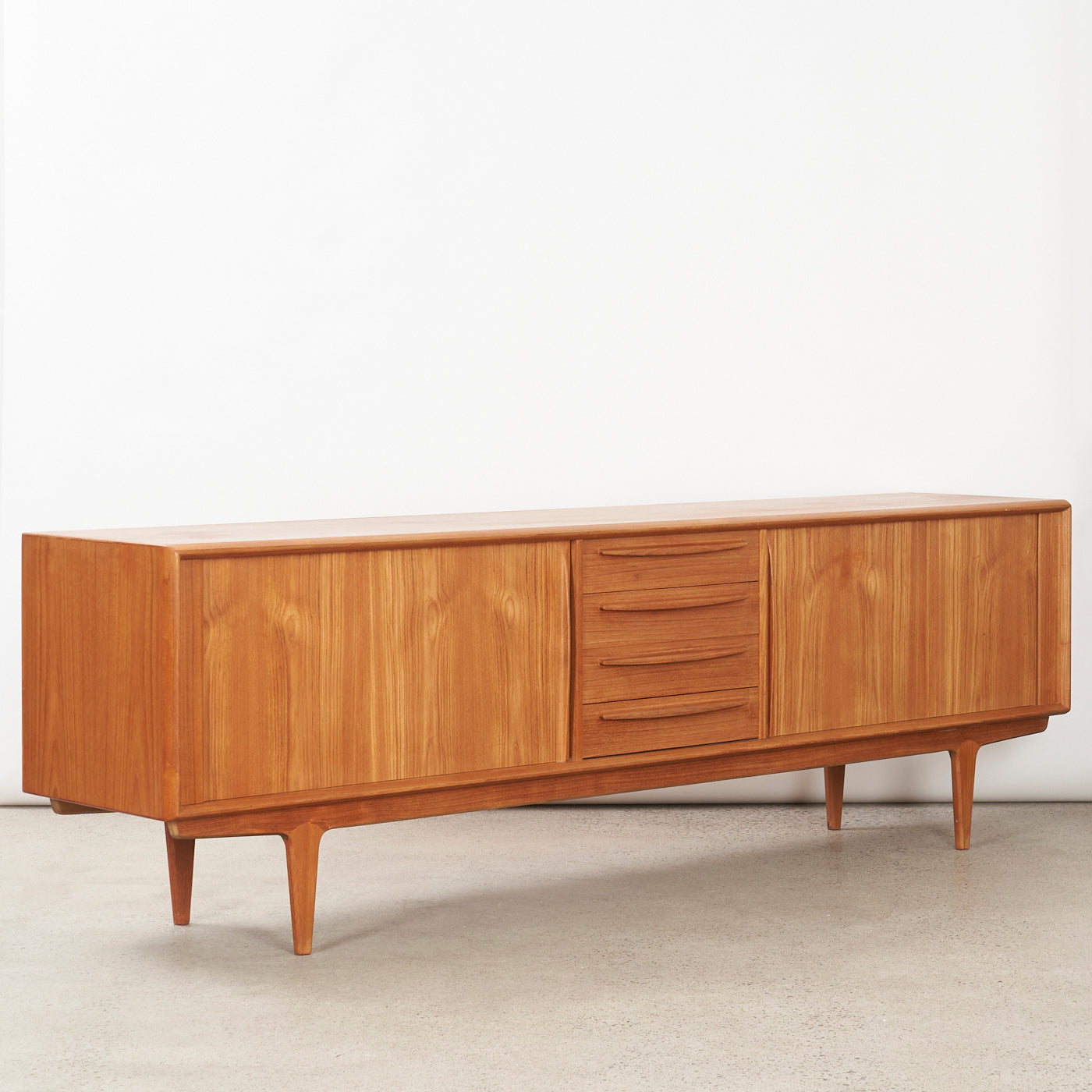 Teak Sideboard by w/ Tambour Doors by Bernhard Pedersen & Søn, Denmark
