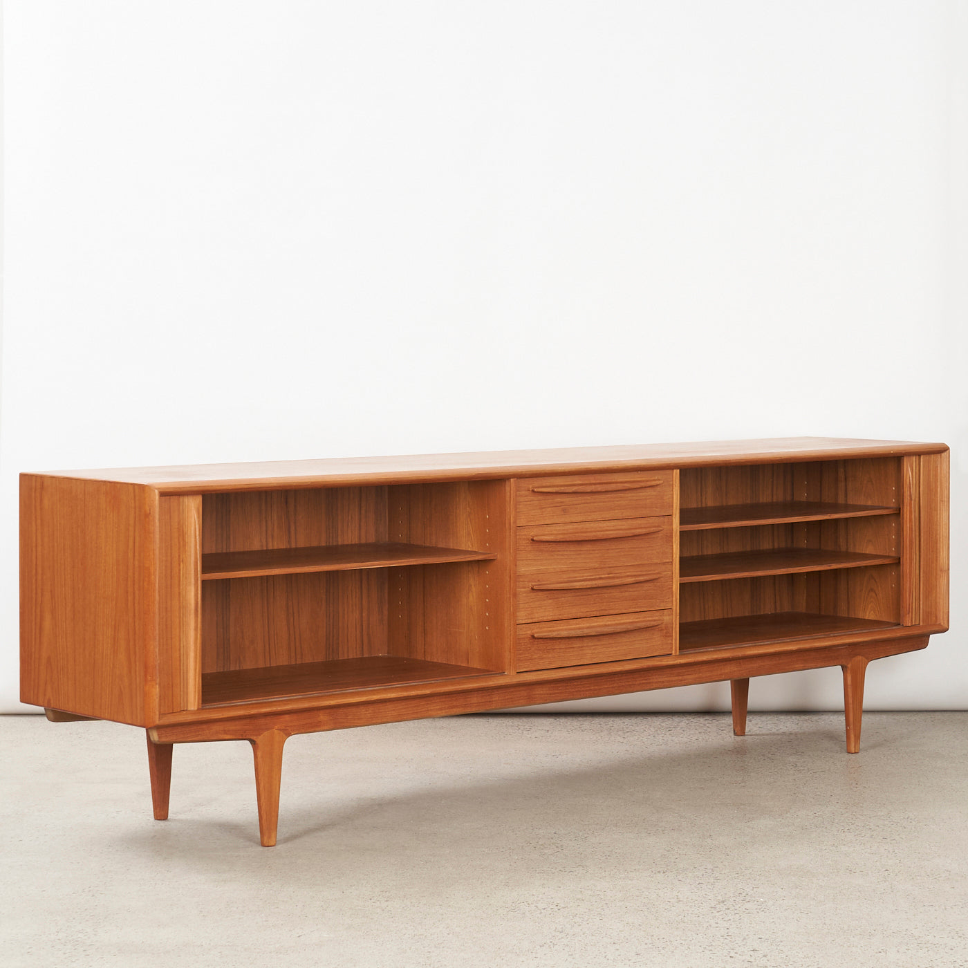 Teak Sideboard by w/ Tambour Doors by Bernhard Pedersen & Søn, Denmark