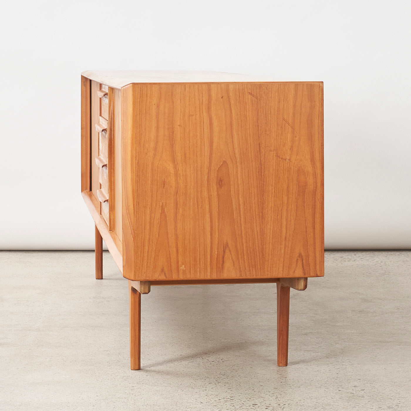 Teak Sideboard by w/ Tambour Doors by Bernhard Pedersen & Søn, Denmark