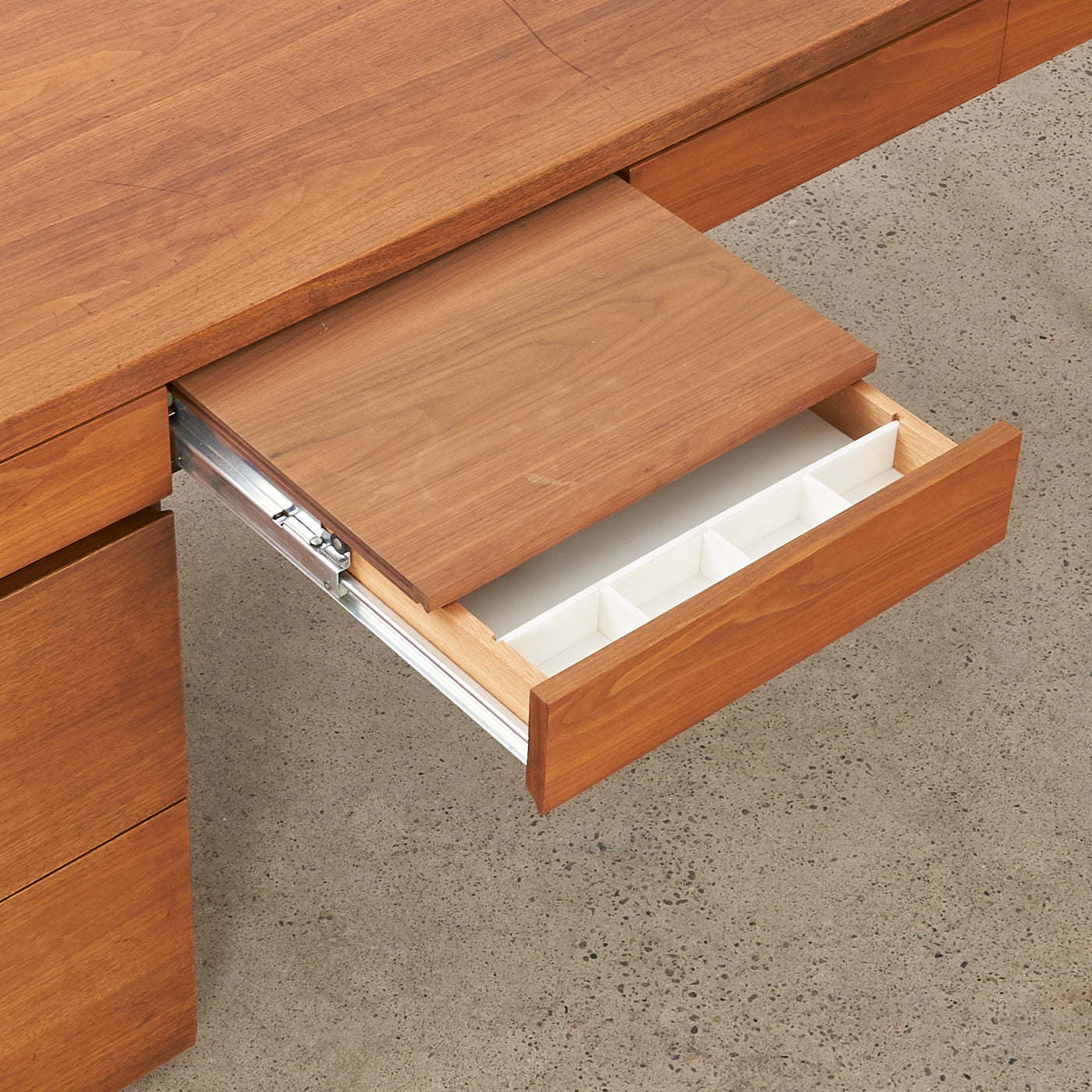 Walnut & Chrome Executive Desk by Knoll