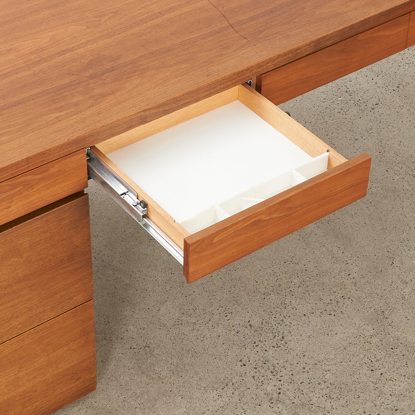 Walnut & Chrome Executive Desk by Knoll