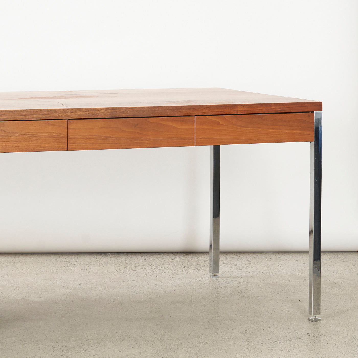 Walnut & Chrome Executive Desk by Knoll