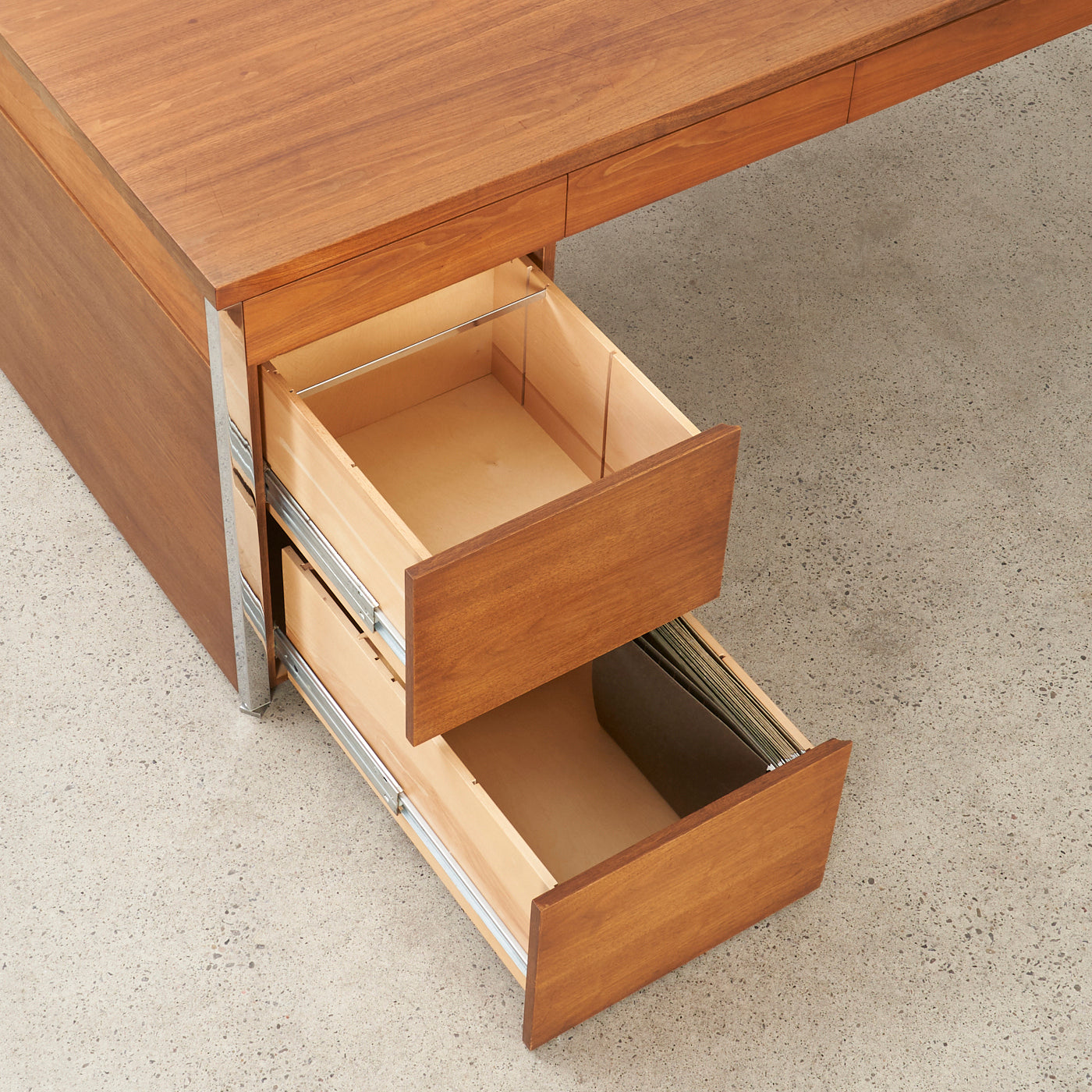 Walnut & Chrome Executive Desk by Knoll