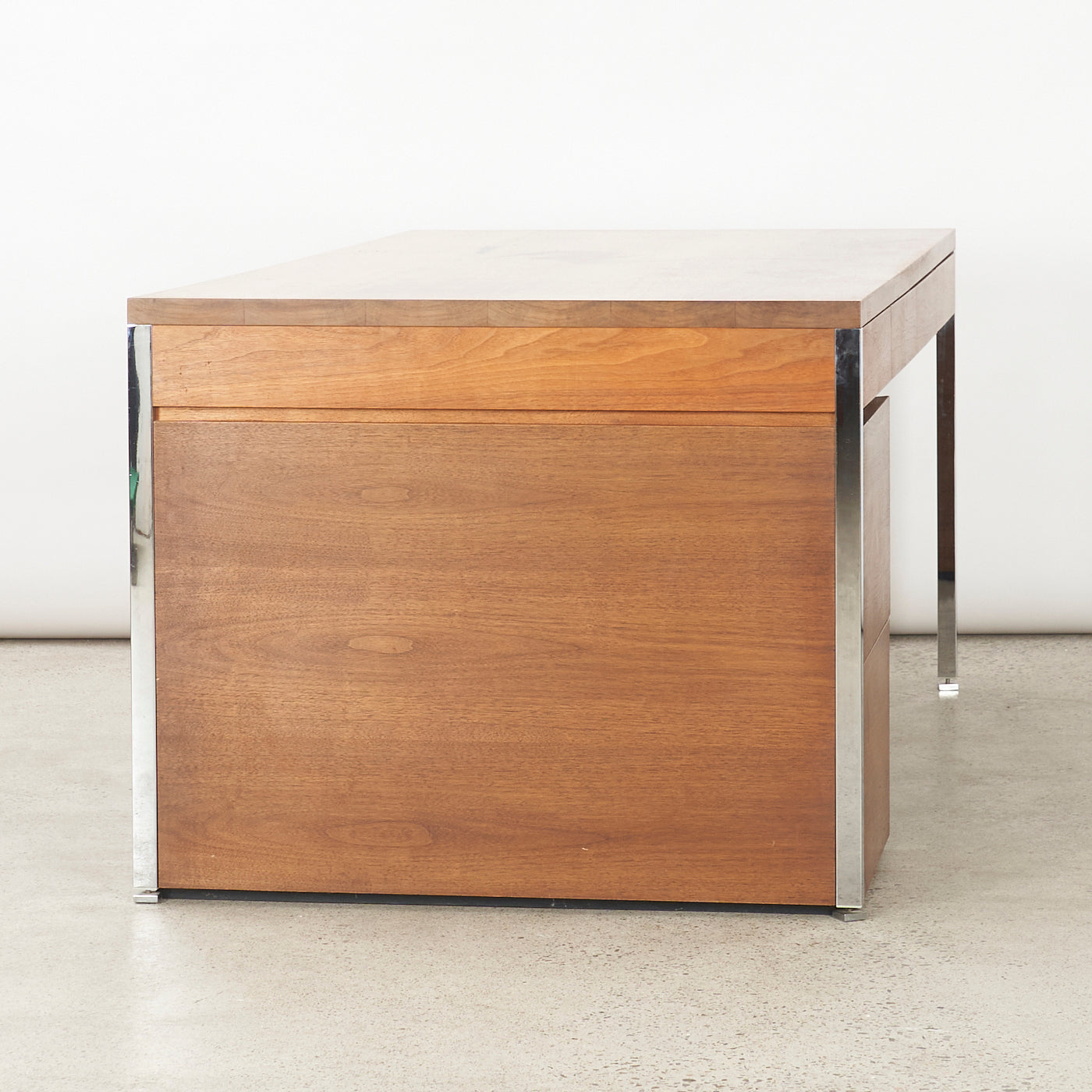Walnut & Chrome Executive Desk by Knoll