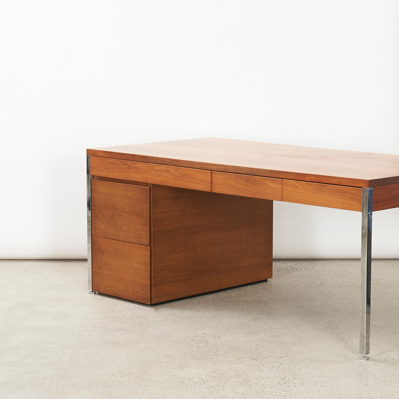 Walnut & Chrome Executive Desk by Knoll