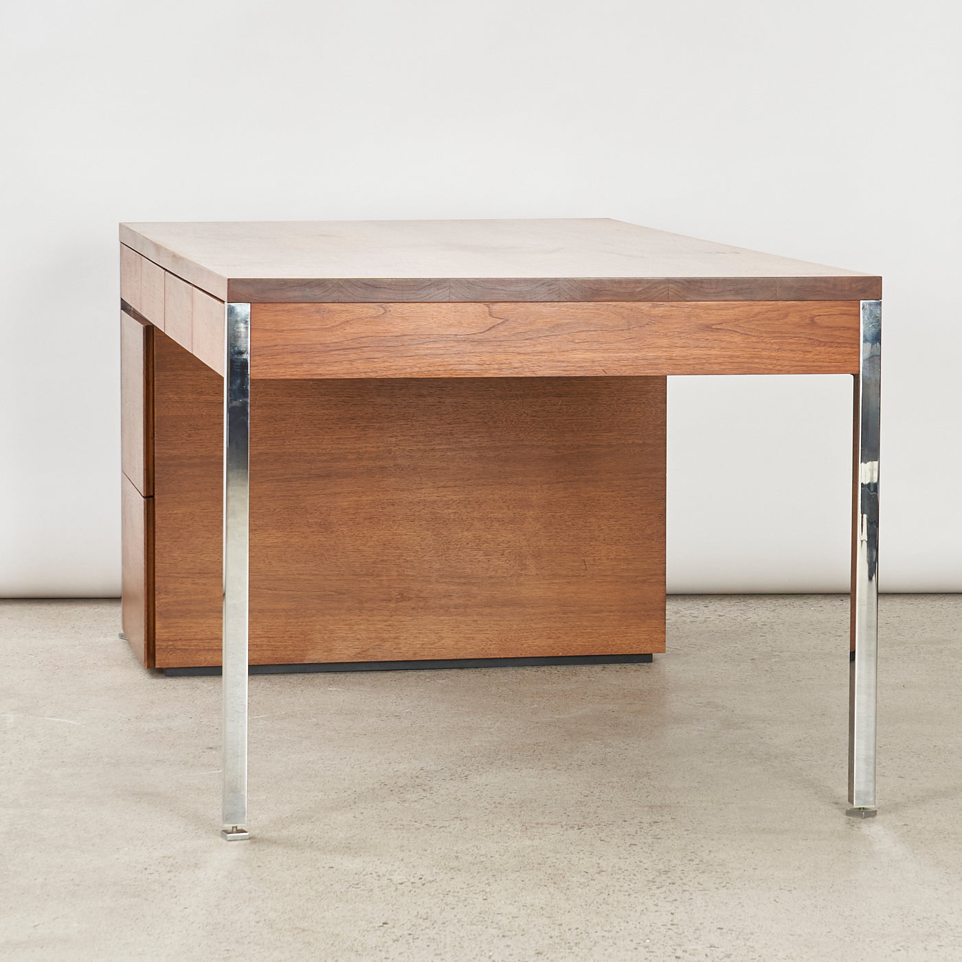 Walnut & Chrome Executive Desk by Knoll