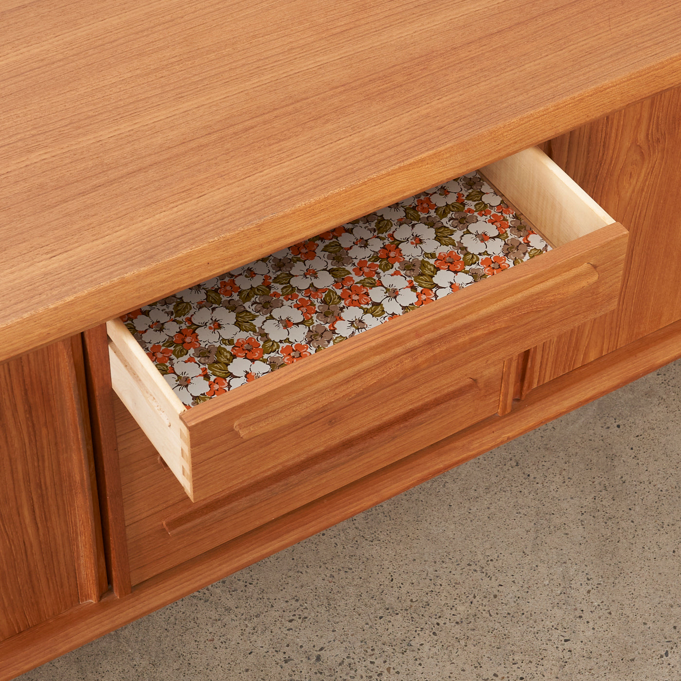 Teak Sideboard by w/ Tambour Doors by Bernhard Pedersen & Søn, Denmark