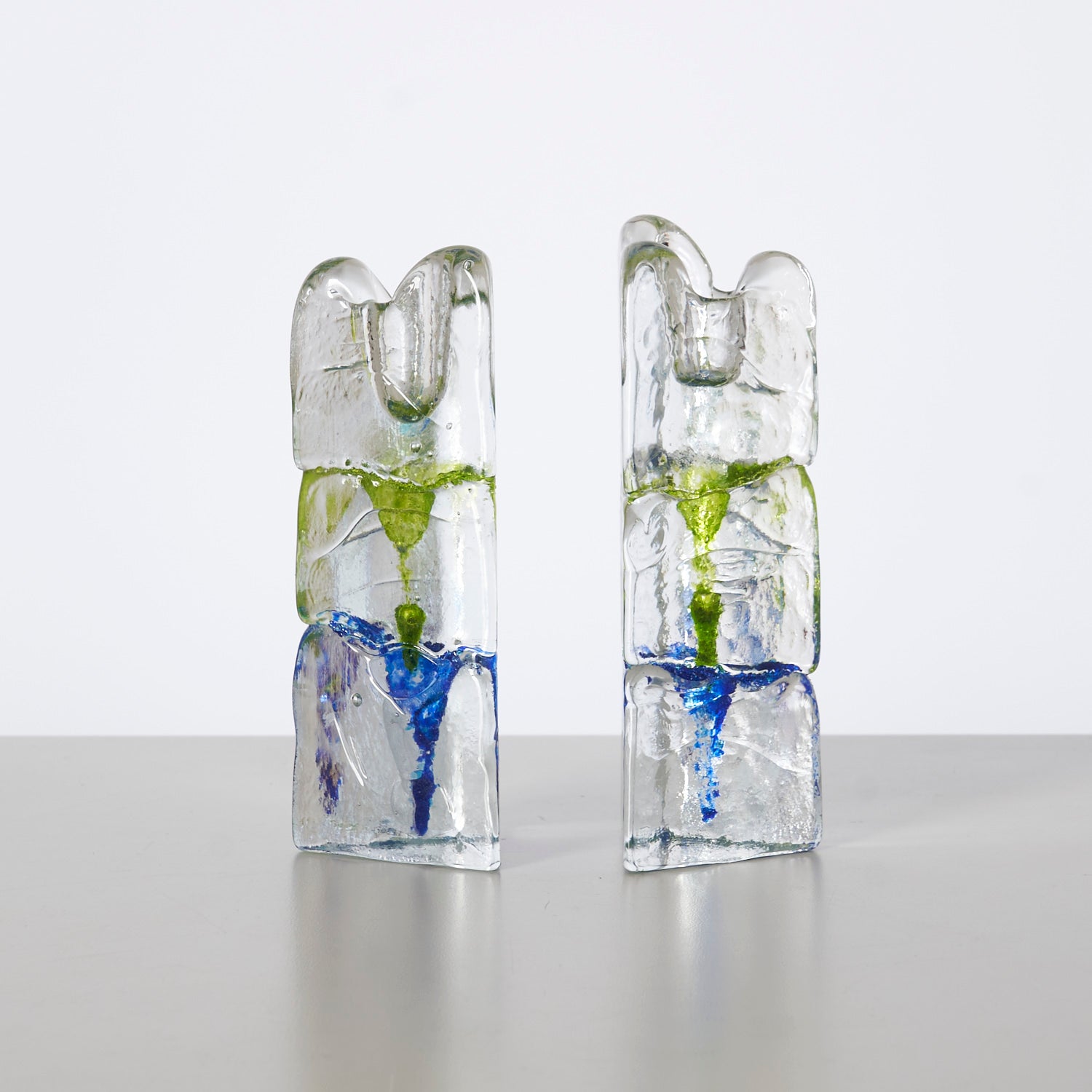 Pair of Glass Candlesticks by Thorn Glass Studio