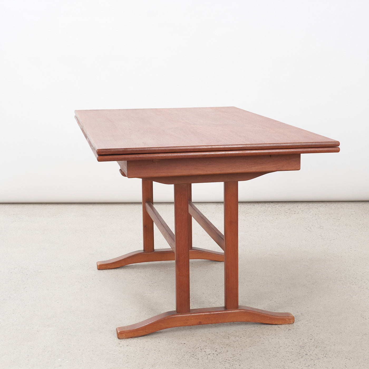 Teak Draw Leaf Dining Table w/ Pedestal Base