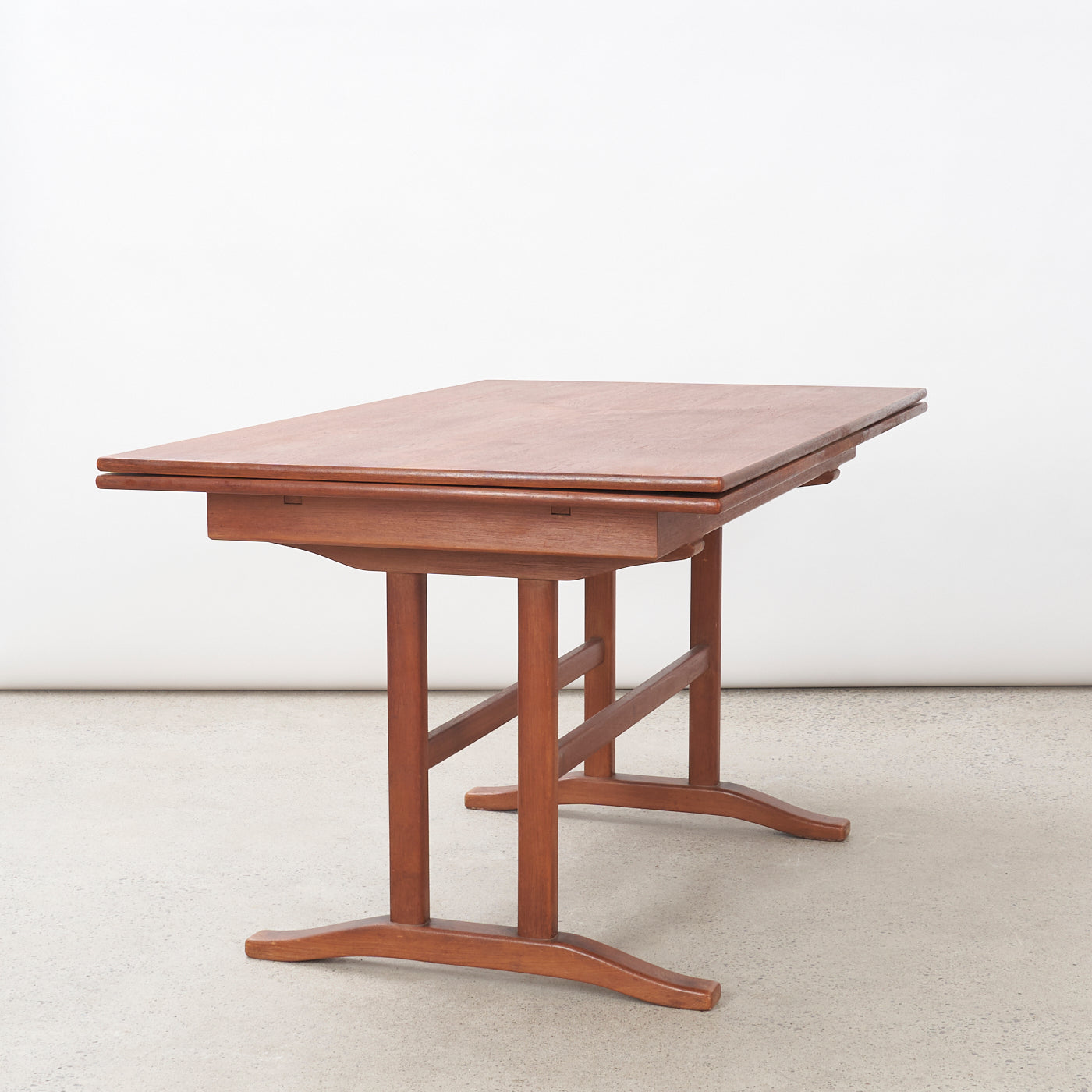 Teak Draw Leaf Dining Table w/ Pedestal Base