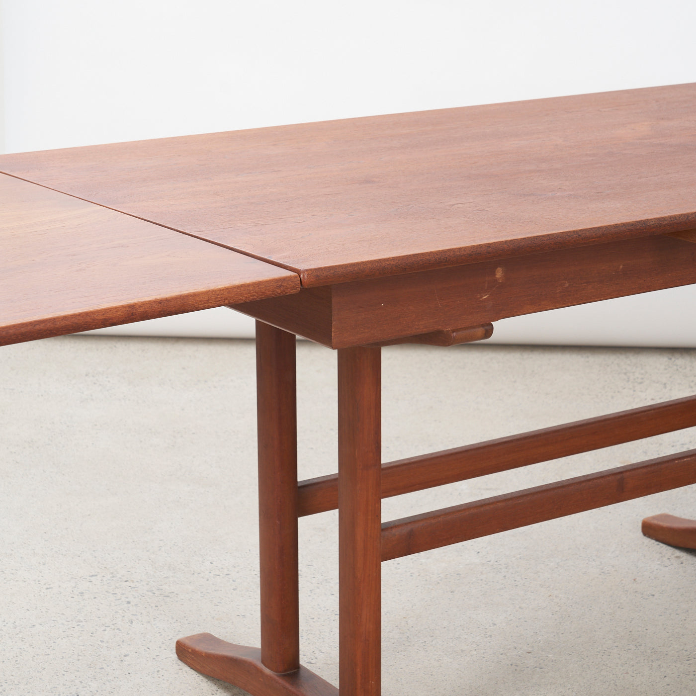 Teak Draw Leaf Dining Table w/ Pedestal Base