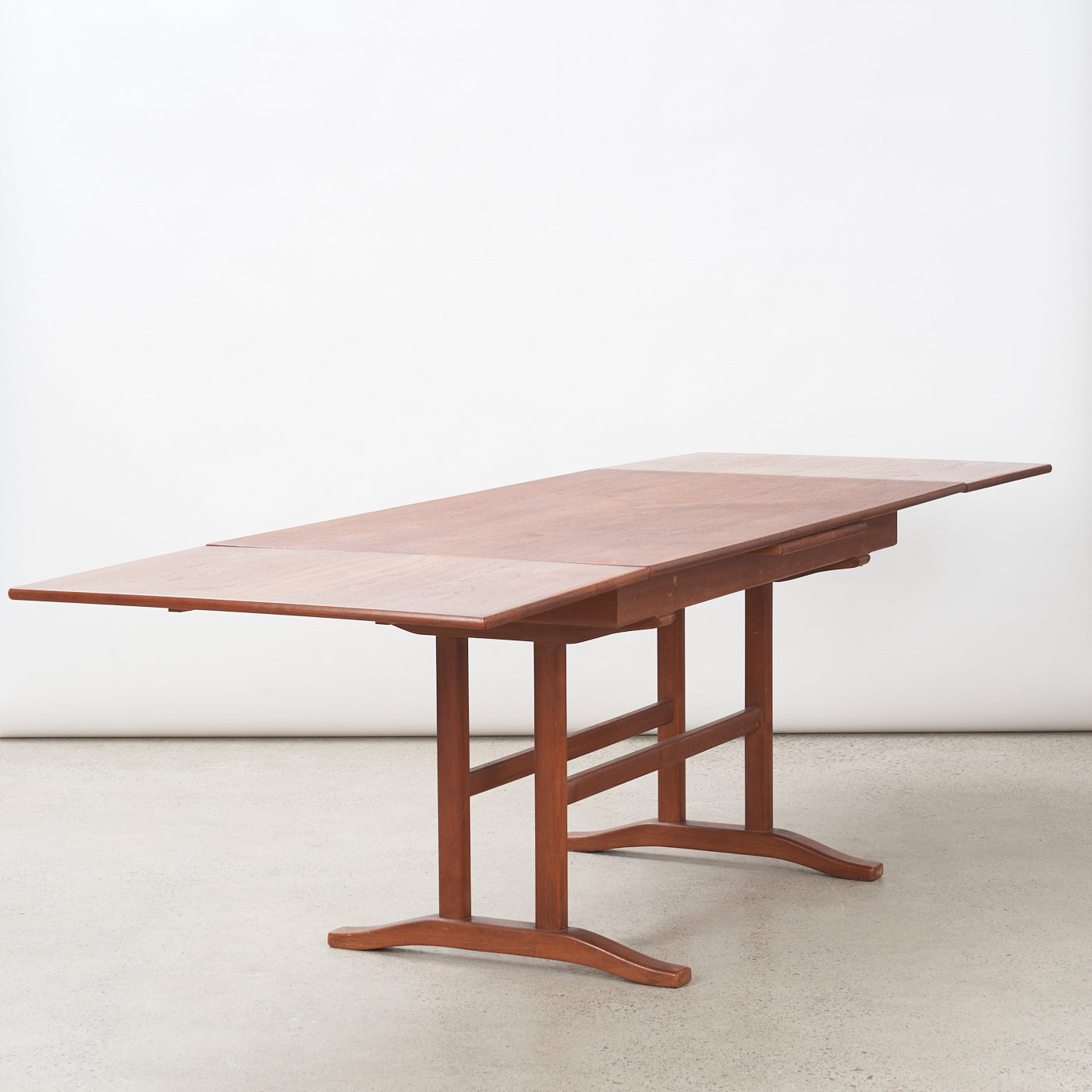 Teak Draw Leaf Dining Table w/ Pedestal Base