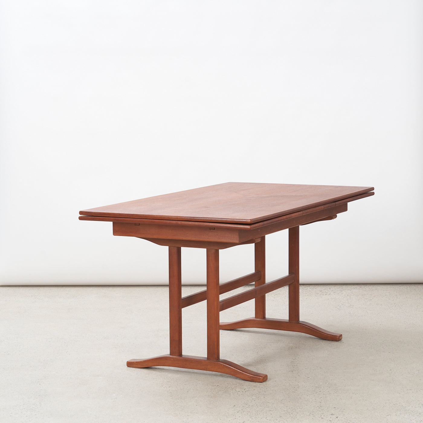 Teak Draw Leaf Dining Table w/ Pedestal Base