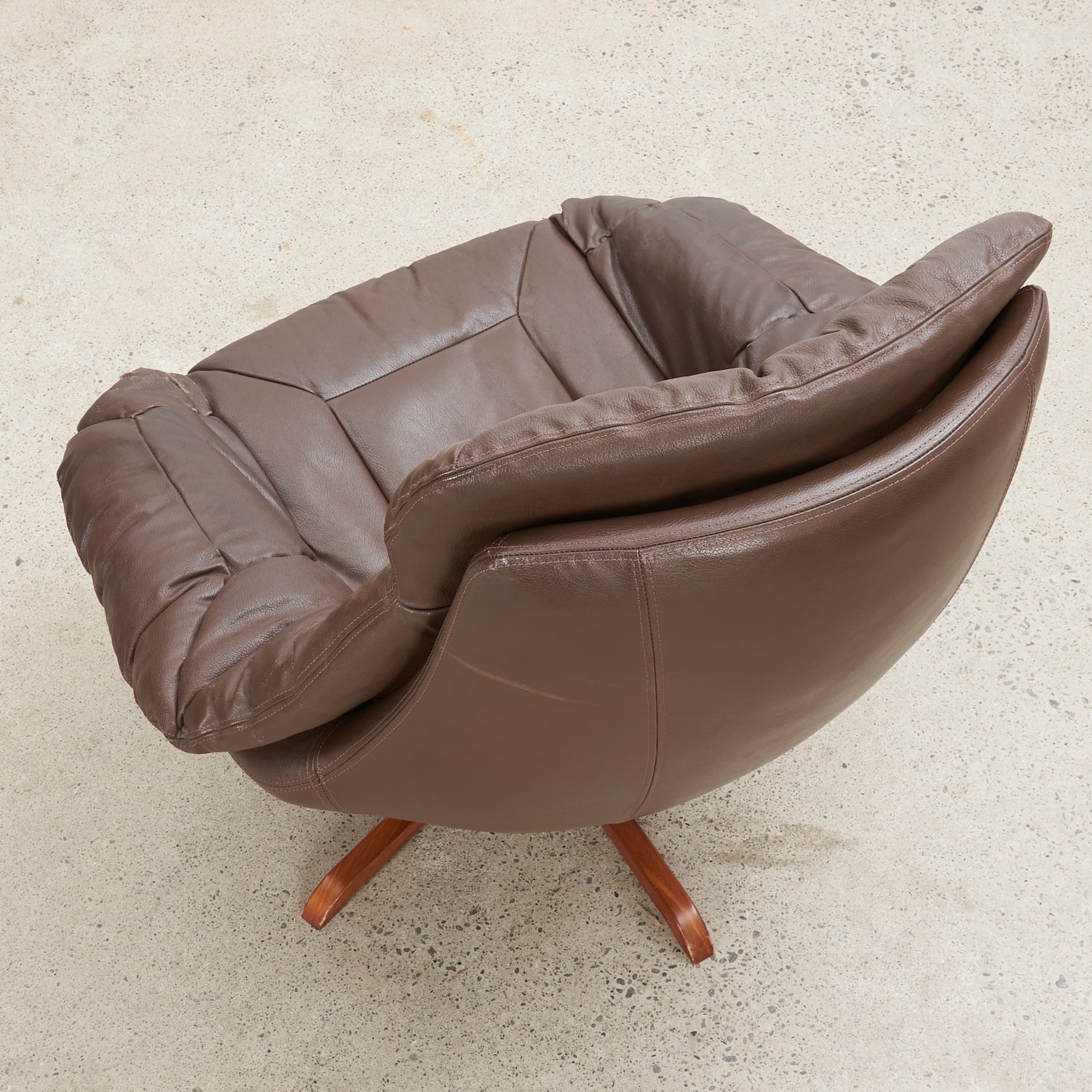 Leather Swivel Lounge Chair and Ottoman by H.W Klein for Bramin